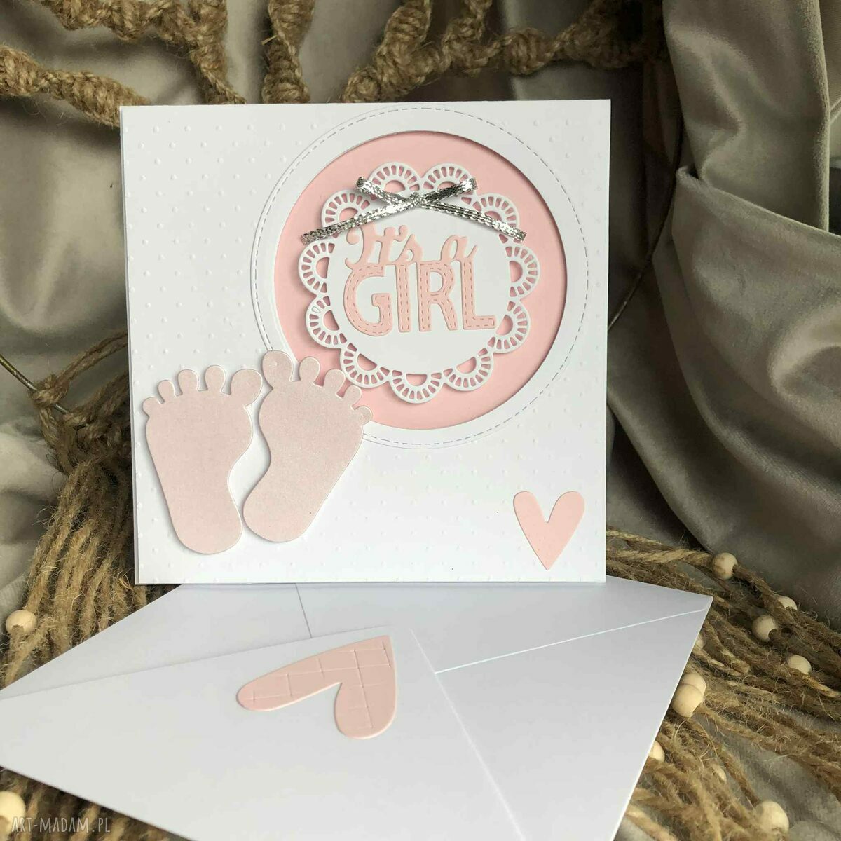 Baby Shower - Oczekiwanie na Maluszka! Kartka z kopertą dla dziewczynki