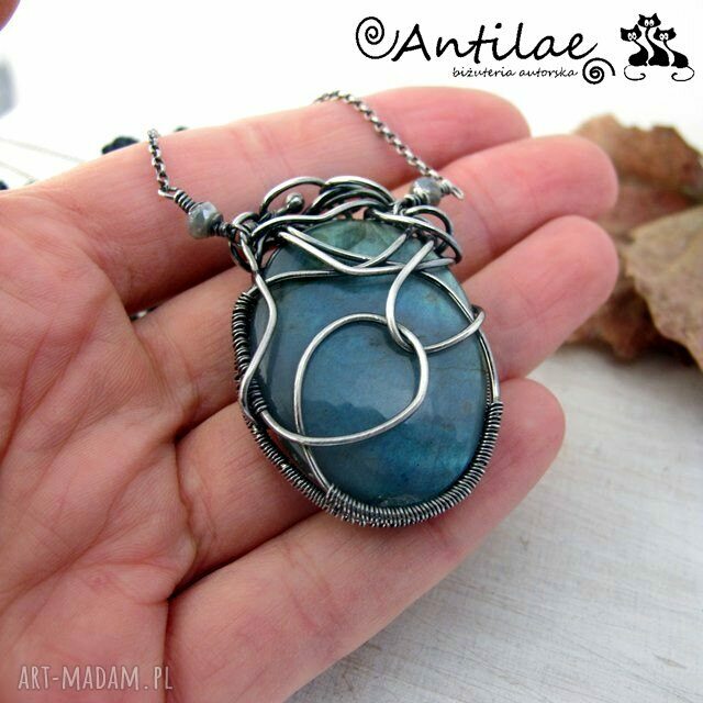 naszyjniki: Bahari Labradoryt fasetowany, srebro, wire wrapping Ręcznie zrobione