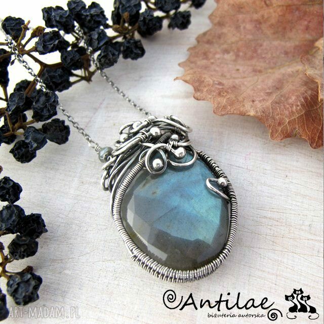 naszyjniki: Bahari Labradoryt fasetowany, srebro, wire wrapping Ręcznie zrobione