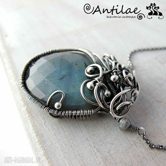naszyjniki: Bahari Labradoryt fasetowany, srebro, wire wrapping Ręcznie zrobione
