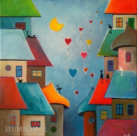 Bajkowe Miasteczko - obraz akrylowy 40x40 cm