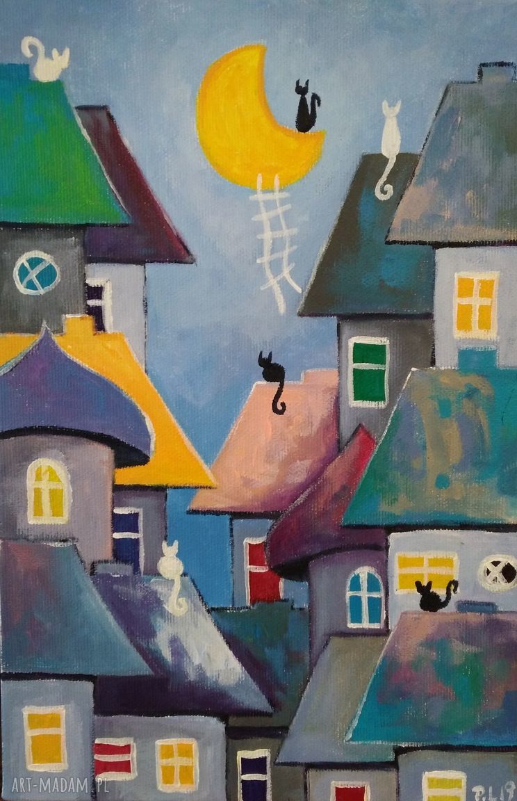 Bajkowe Miasteczko - obraz akrylowy 30x20 cm