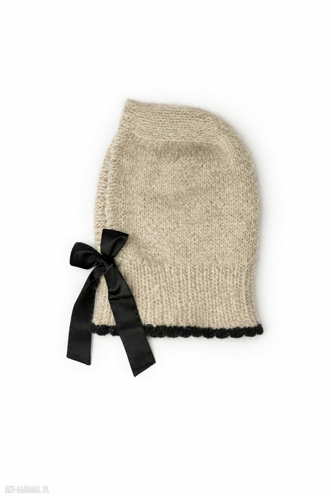 Balaclava Hoshi z kokardą z wełny merino i baby alpaki
