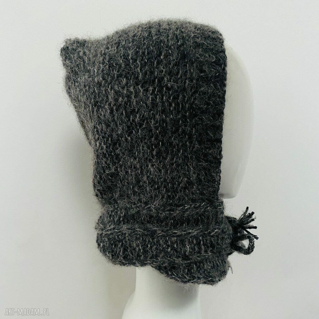 Balaclava kominiarka z kapturem zamiast czapki - merino, alpaka i jedwab