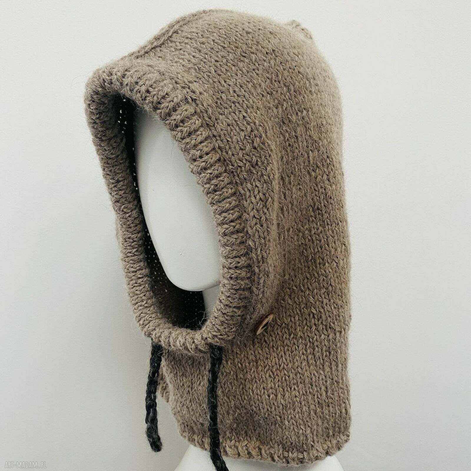 Balaclava - kominiarka z alpaki taupe (oversize) dla kobiet