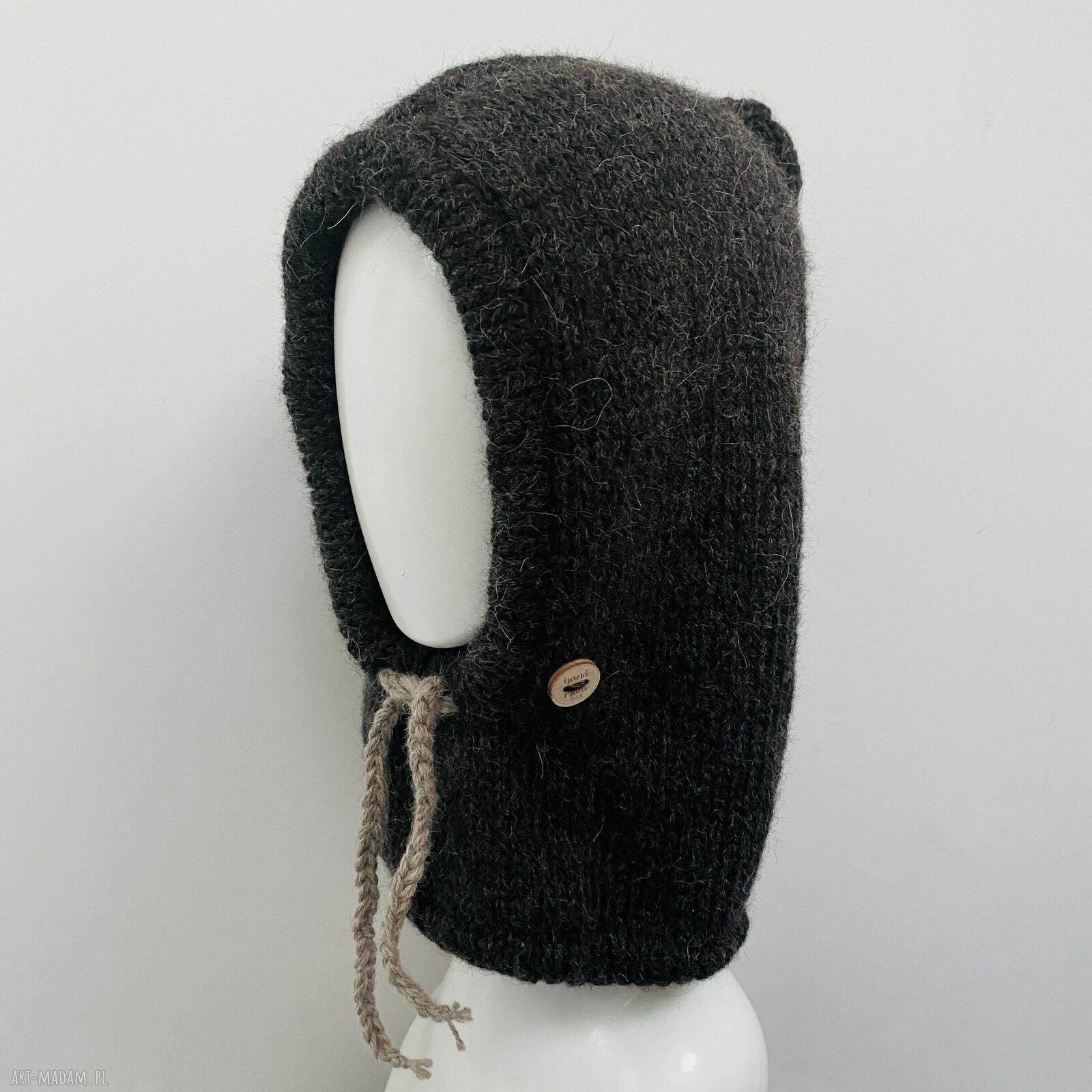 Balaclava - kominiarka z alpaki 100% w kolorze antracyt (ręcznie dziergana)