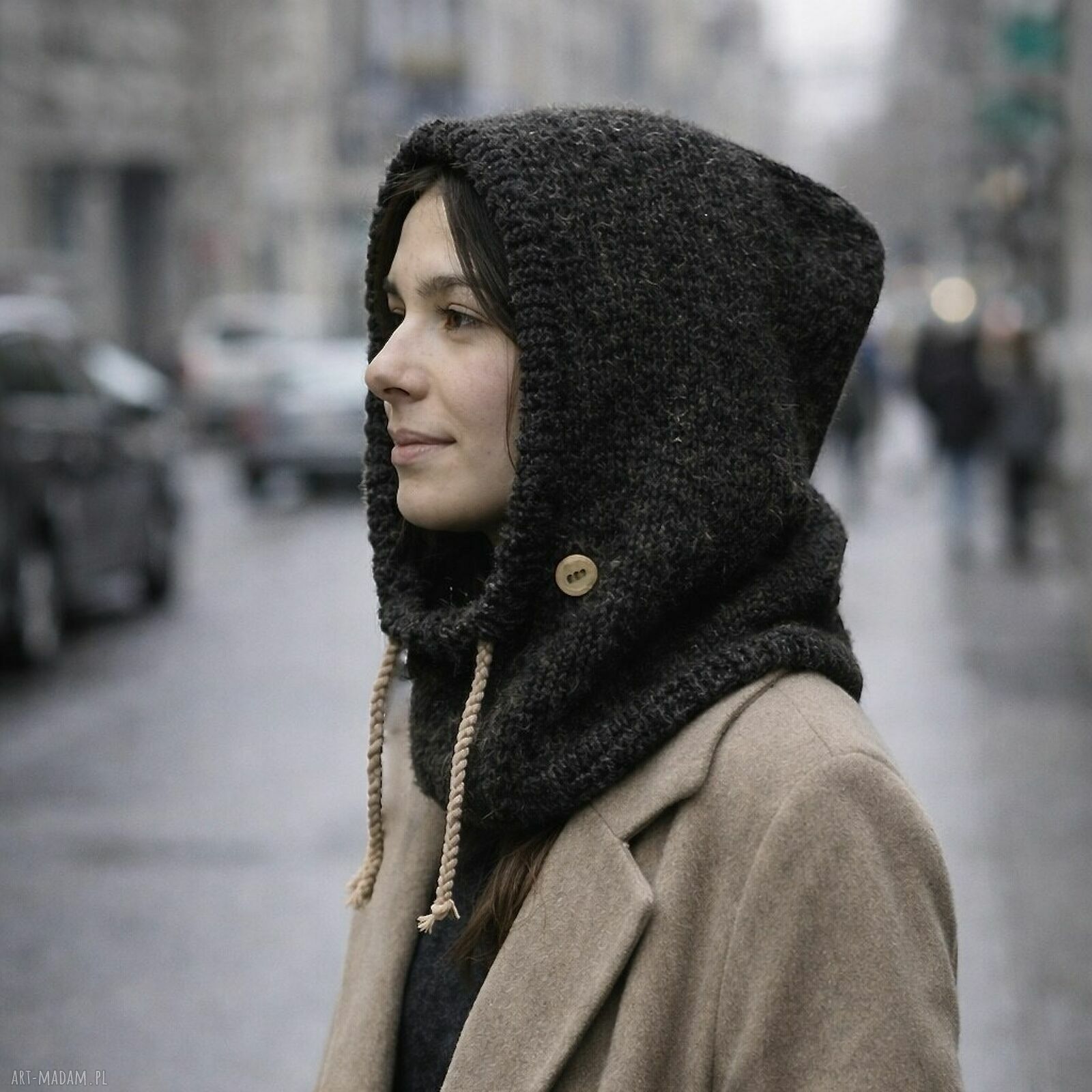 Balaclava-kominiarka z alpaki 100% w kolorze antracyt