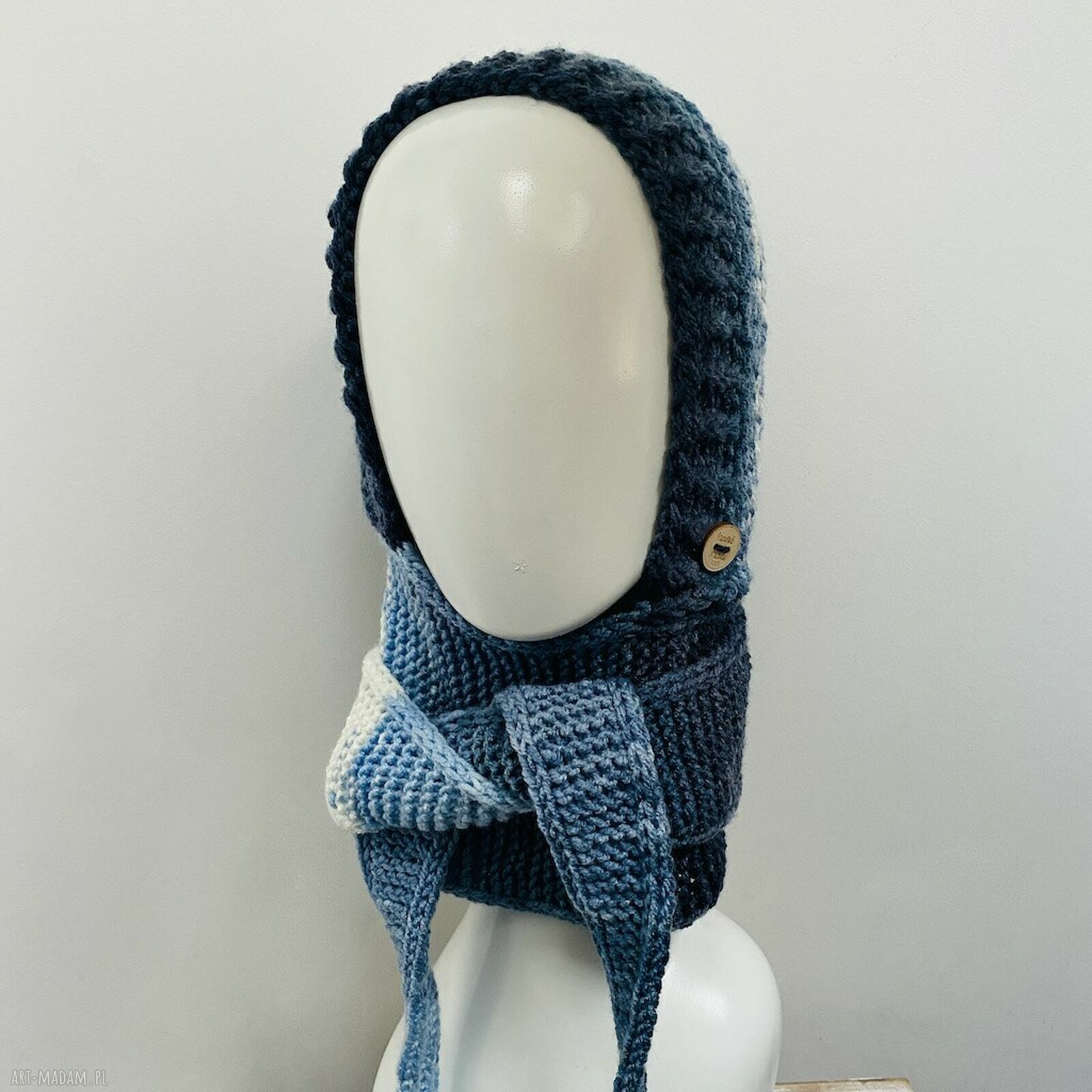 Balaclava kominiarka (kapturoszal) zamiast czapki - ręcznie robiona 53-55 cm