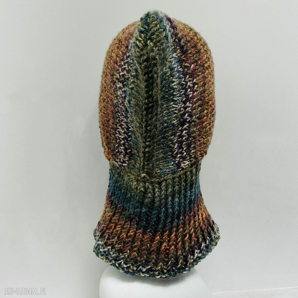 Balaclava-kominiarka z kapturem i kominem zamiast czapki - handmade