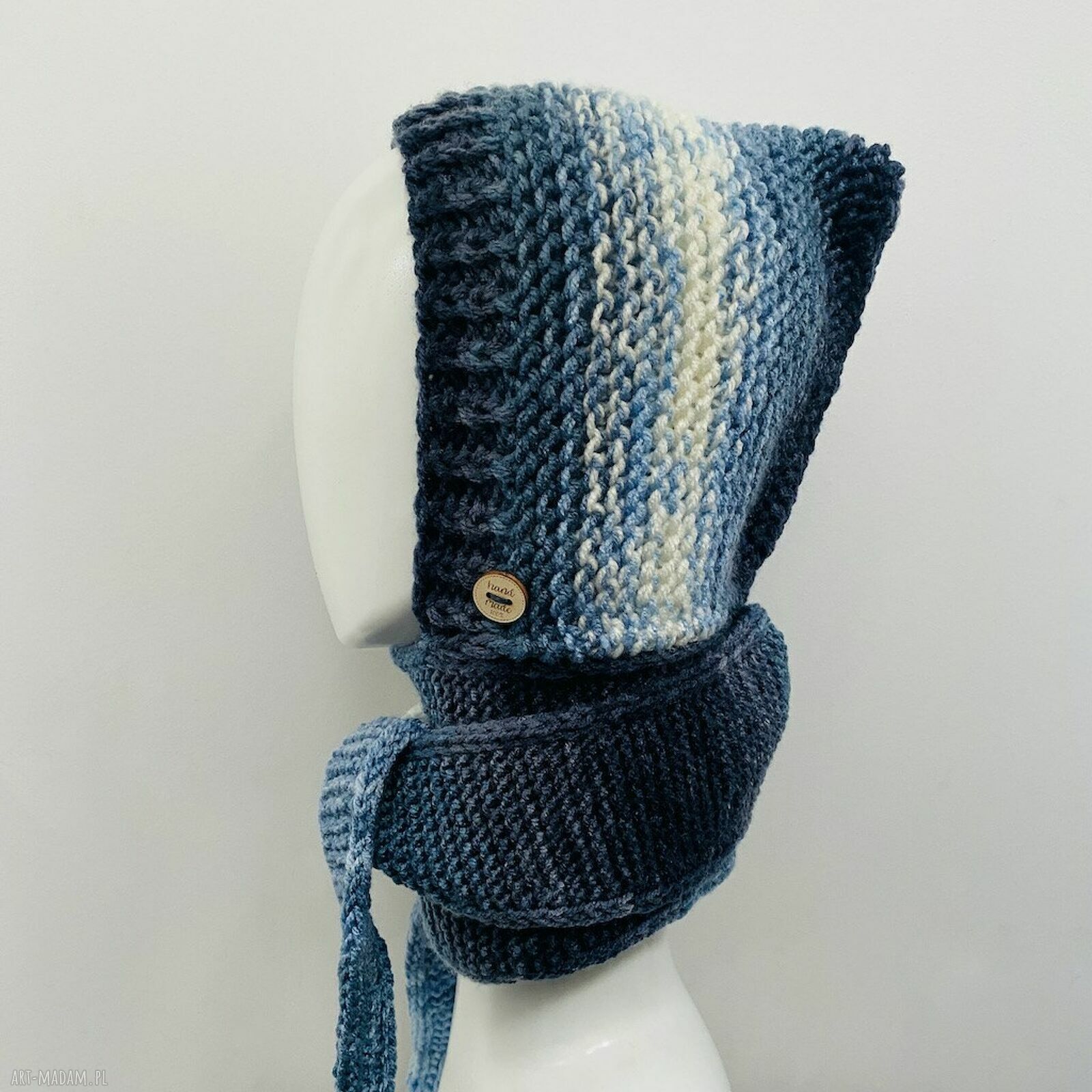 Balaclava kominiarka (kapturoszal) zamiast czapki - ręcznie robiona 53-55 cm