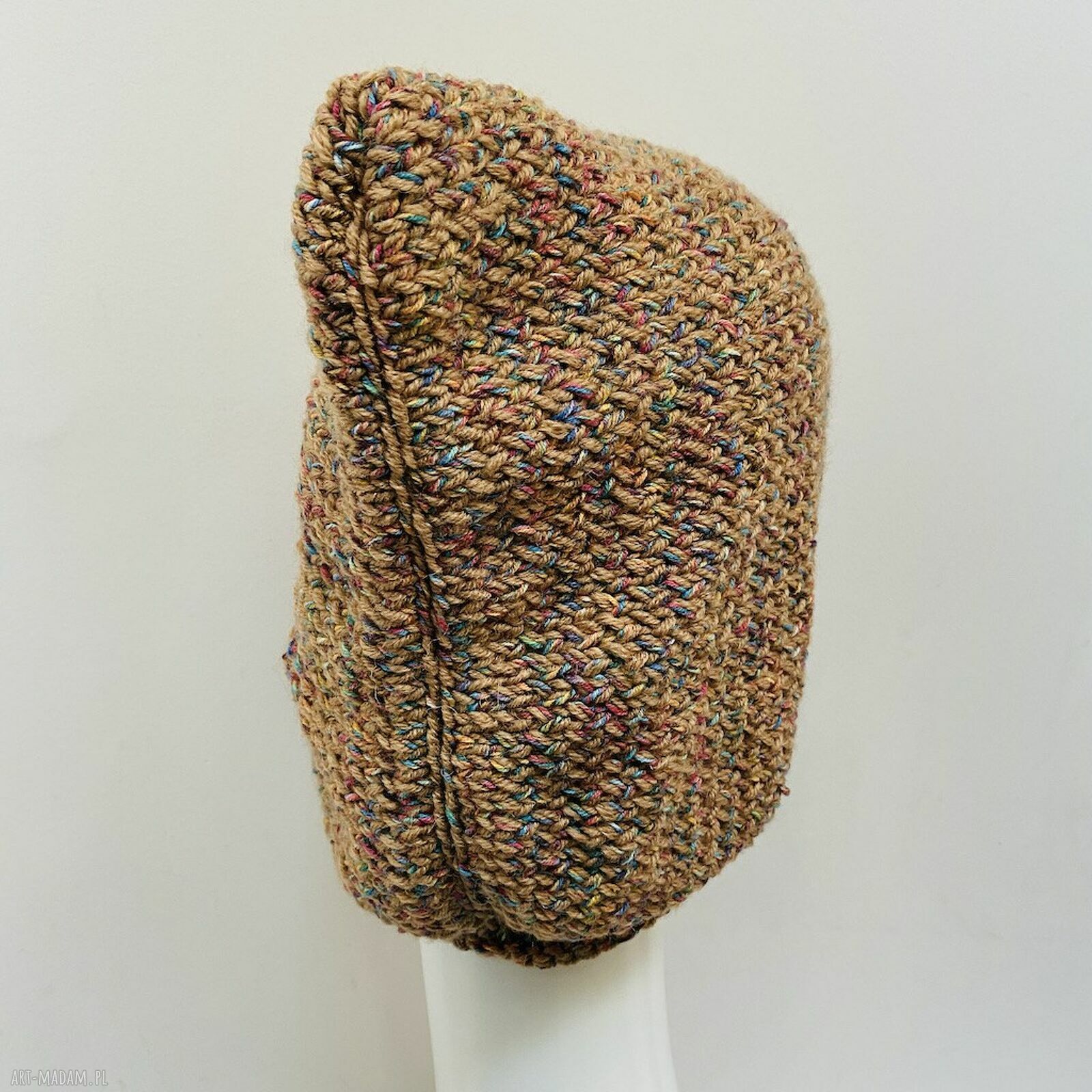 Balaclava-kominiarka kaptur z wełną merino i bawełną - handmade