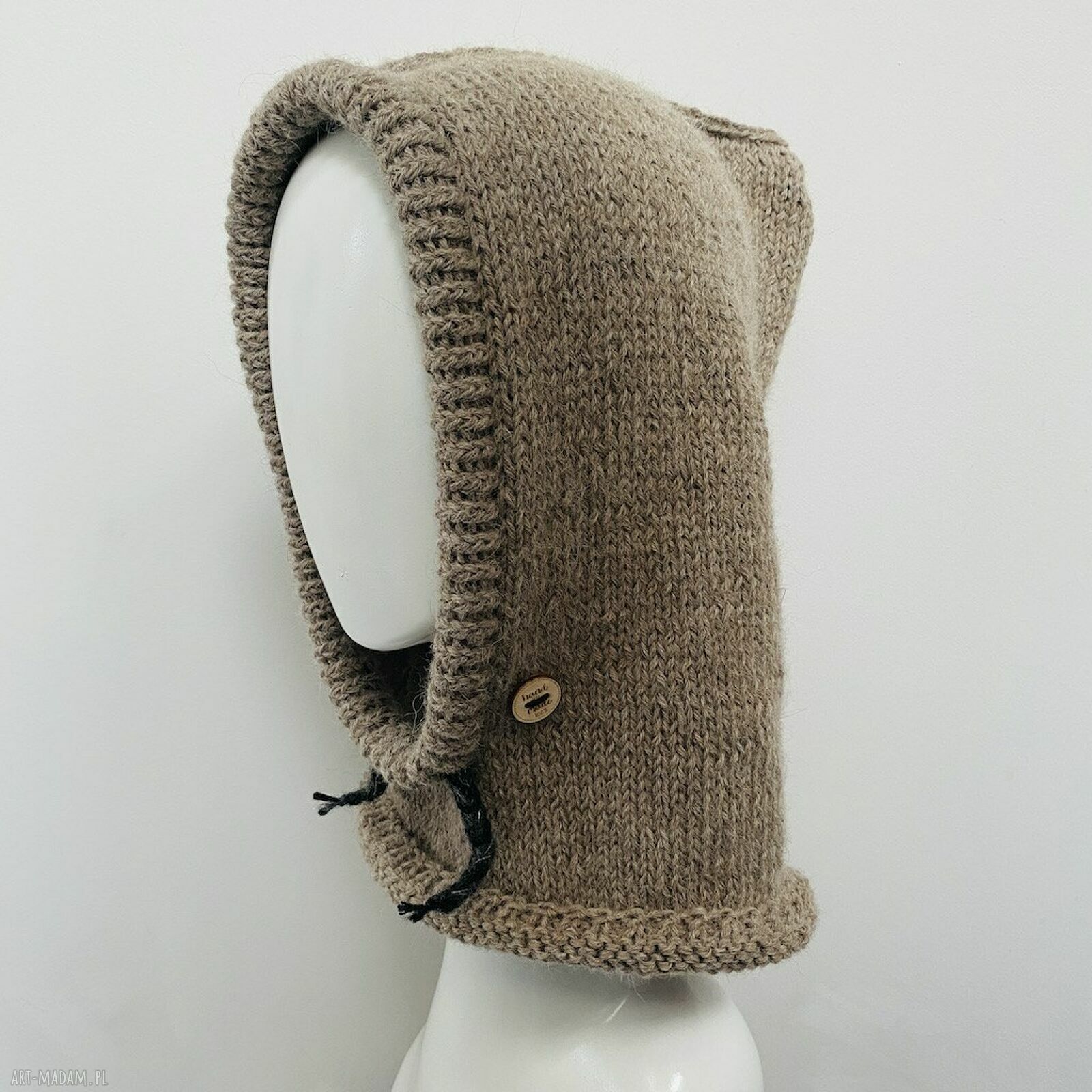 Balaclava - kominiarka z alpaki taupe (oversize) dla kobiet