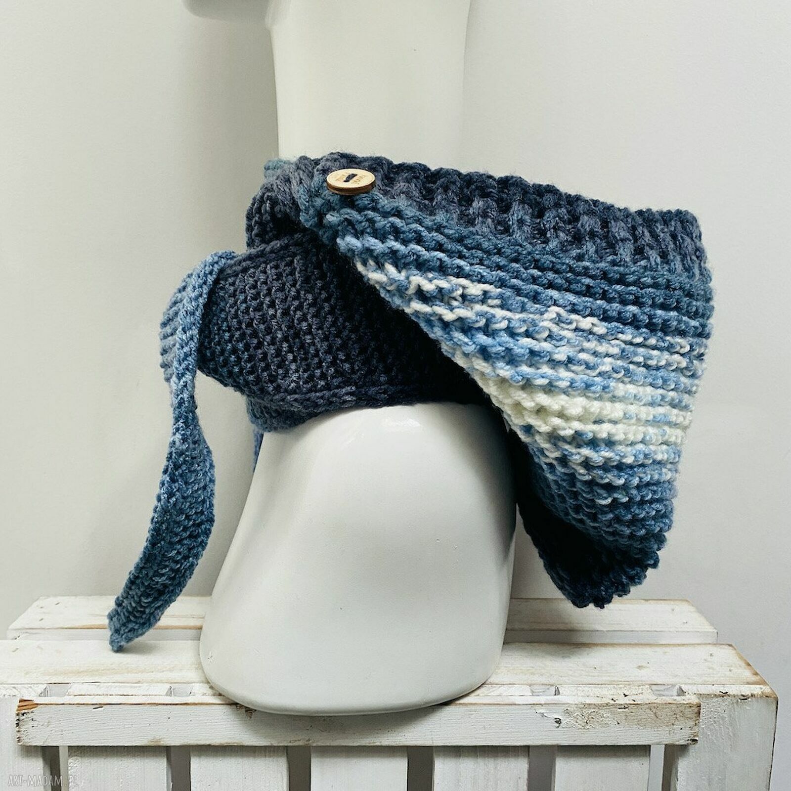Balaclava kominiarka (kapturoszal) zamiast czapki - ręcznie robiona 53-55 cm