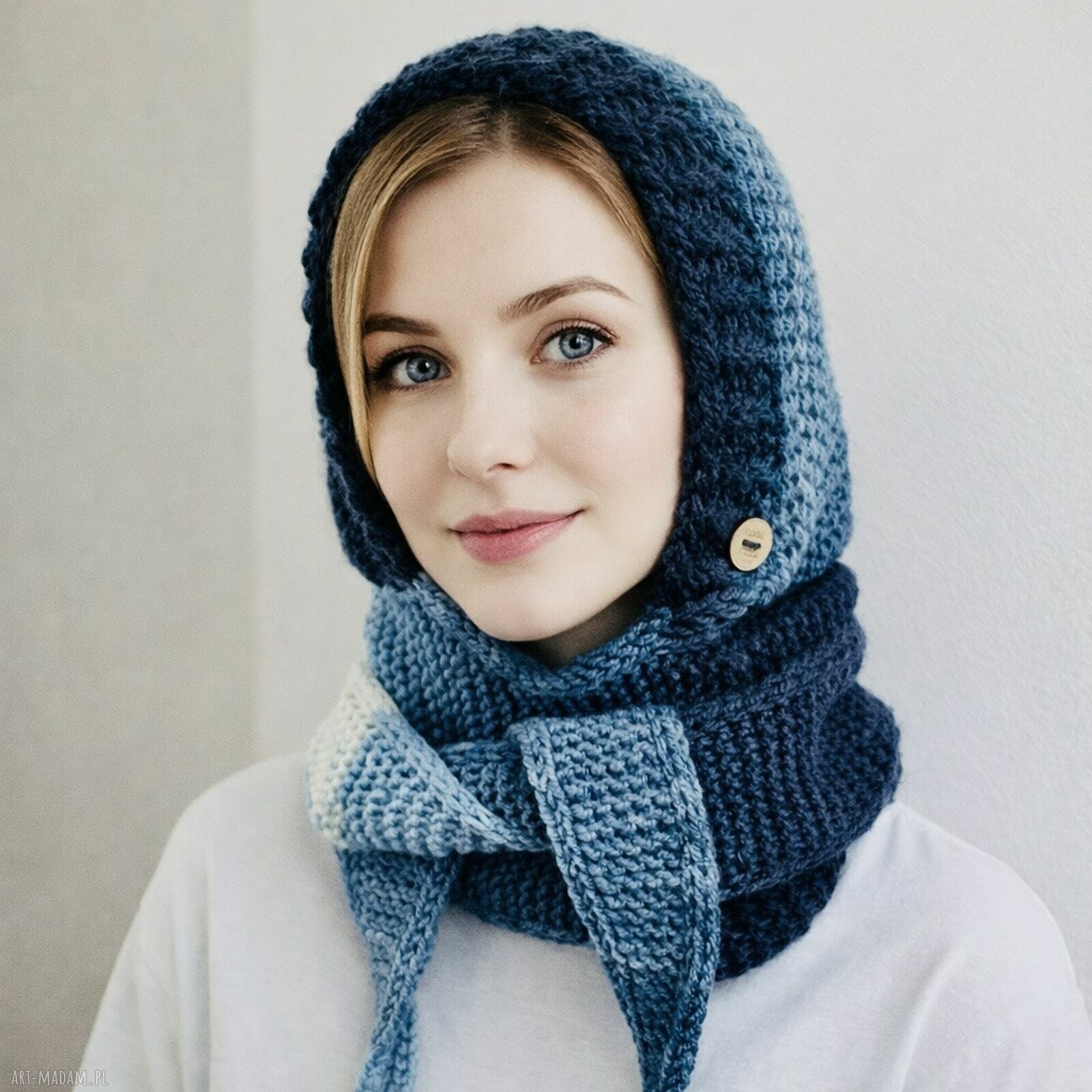 Balaclava kominiarka kapturoszal zamiast czapki - ręcznie robiona 53-55 cm