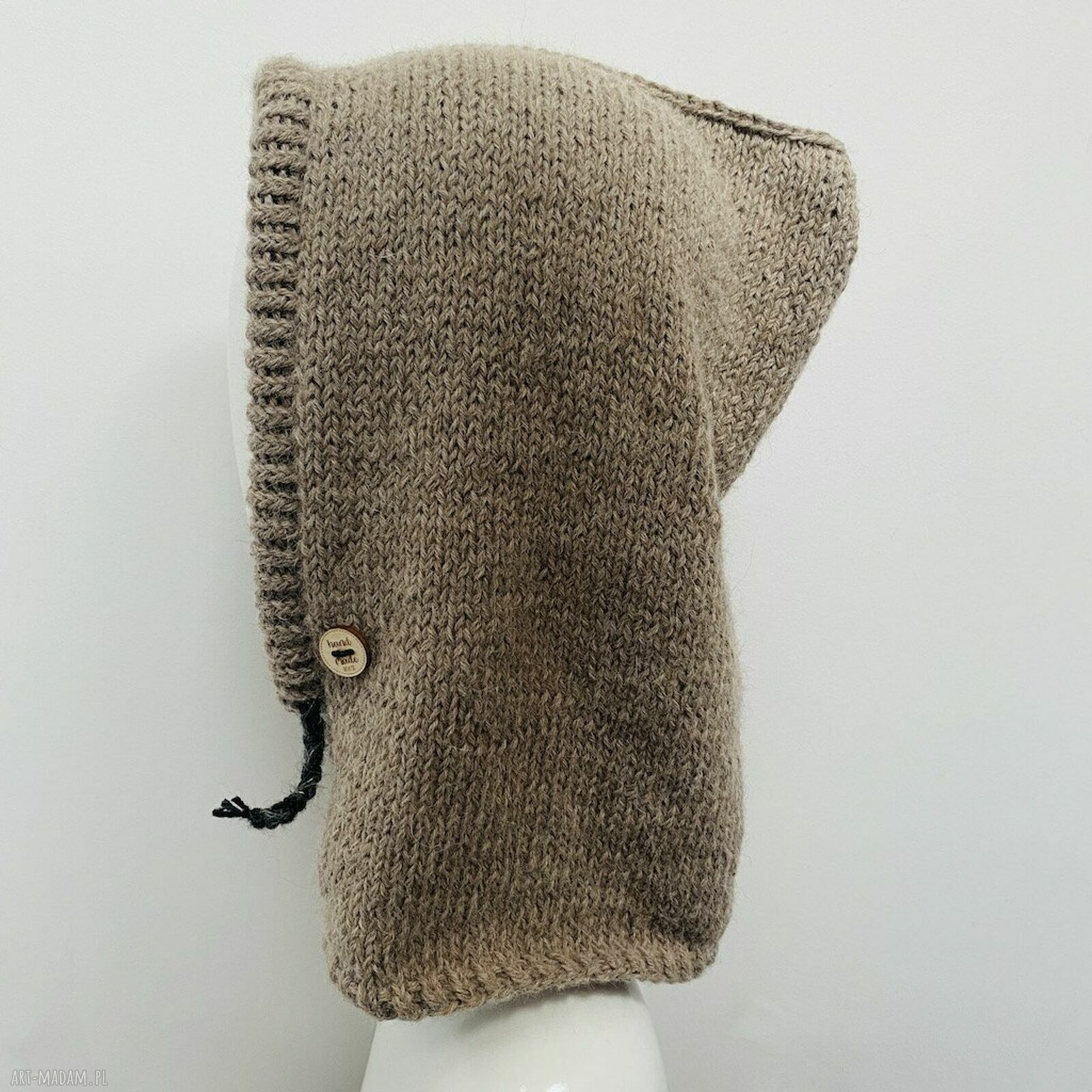 Balaclava - kominiarka z alpaki taupe (oversize) dla kobiet