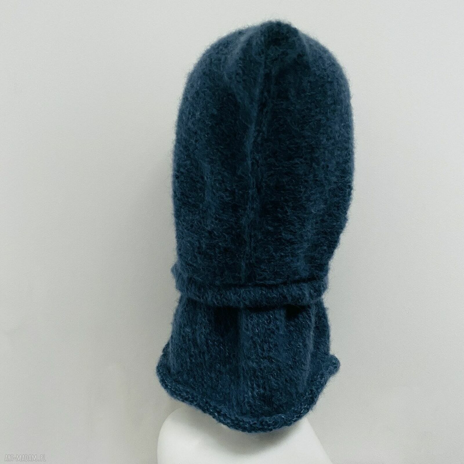Balaclava - kapturokomin z alpaki i jedwabiu (petrol)