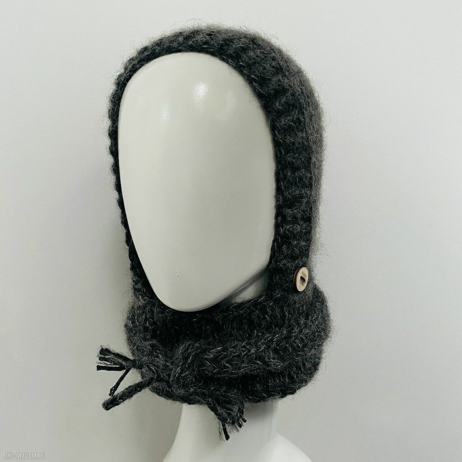 Balaclava kominiarka z kapturem zamiast czapki - merino, alpaka i jedwab