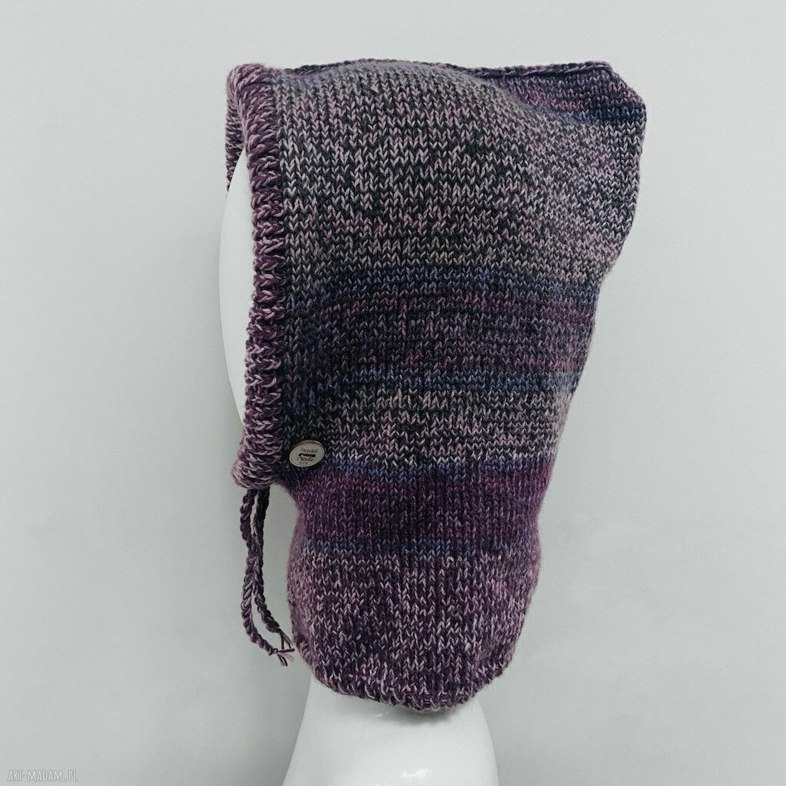 Balaclava oversize - kominiarka kaptur z wełną merino (kapturokomin)
