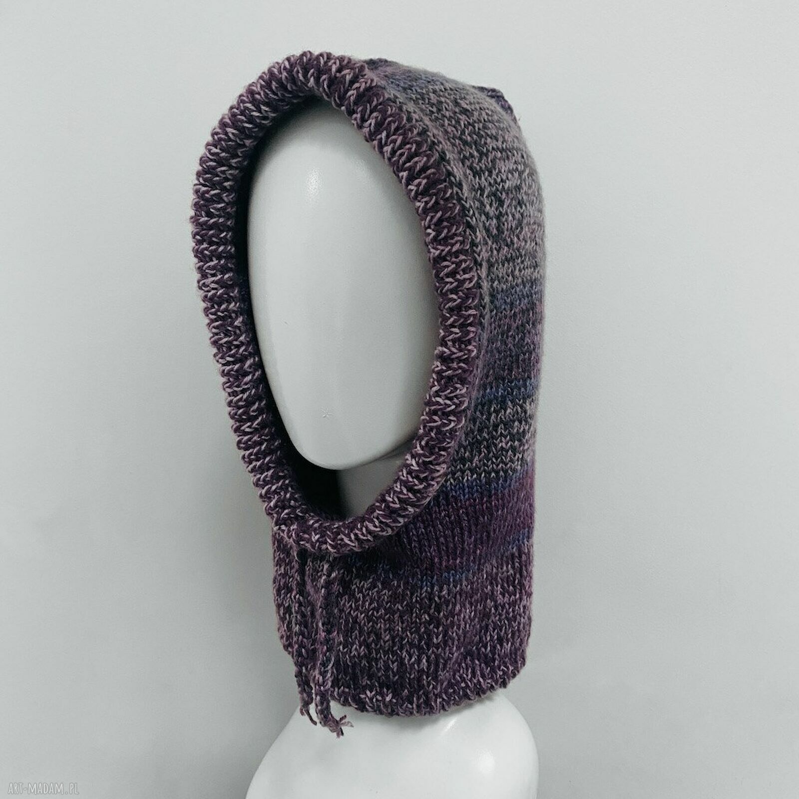 Balaclava oversize - kominiarka kaptur z wełną merino (kapturokomin)
