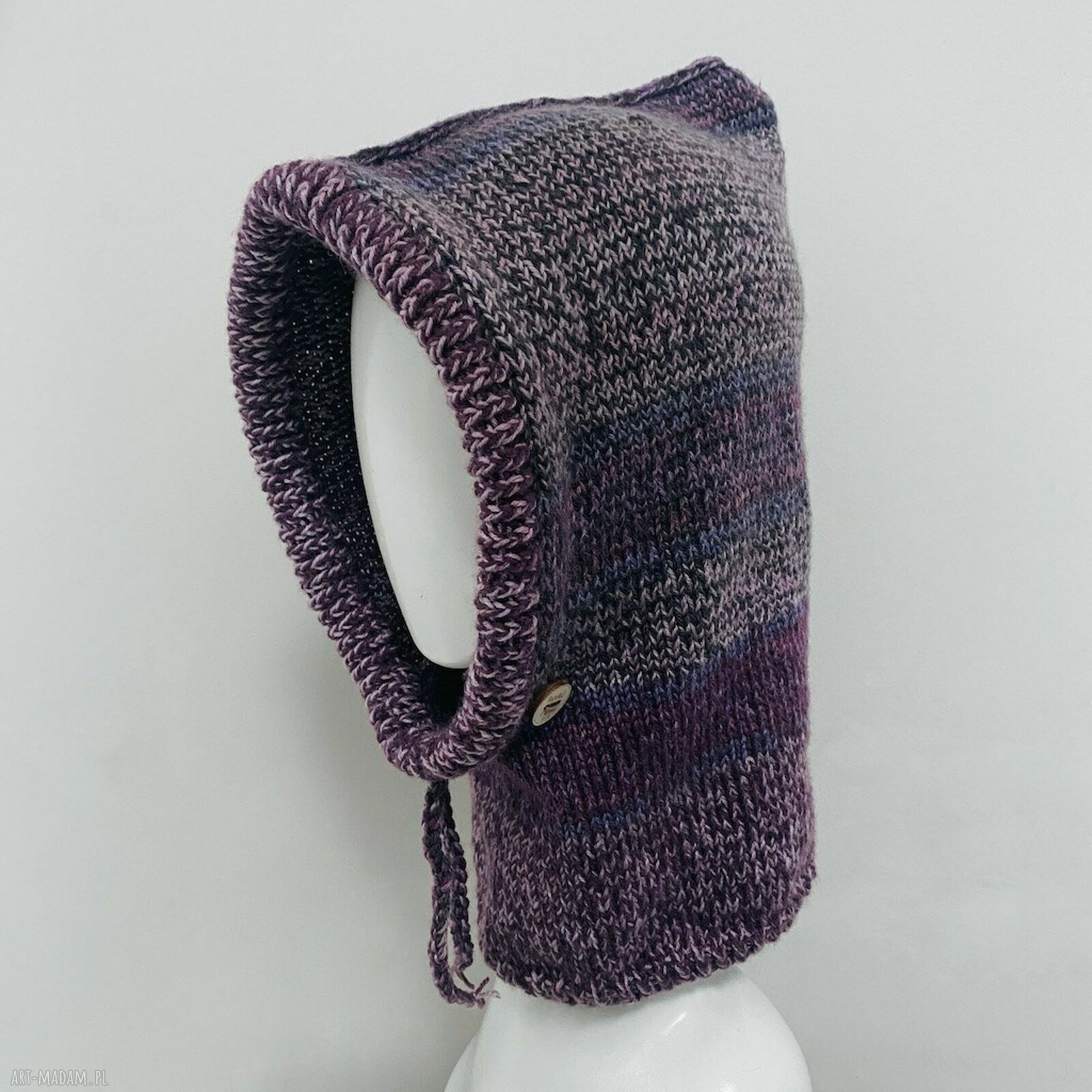 Balaclava oversize - kominiarka kaptur z wełną merino (kapturokomin)