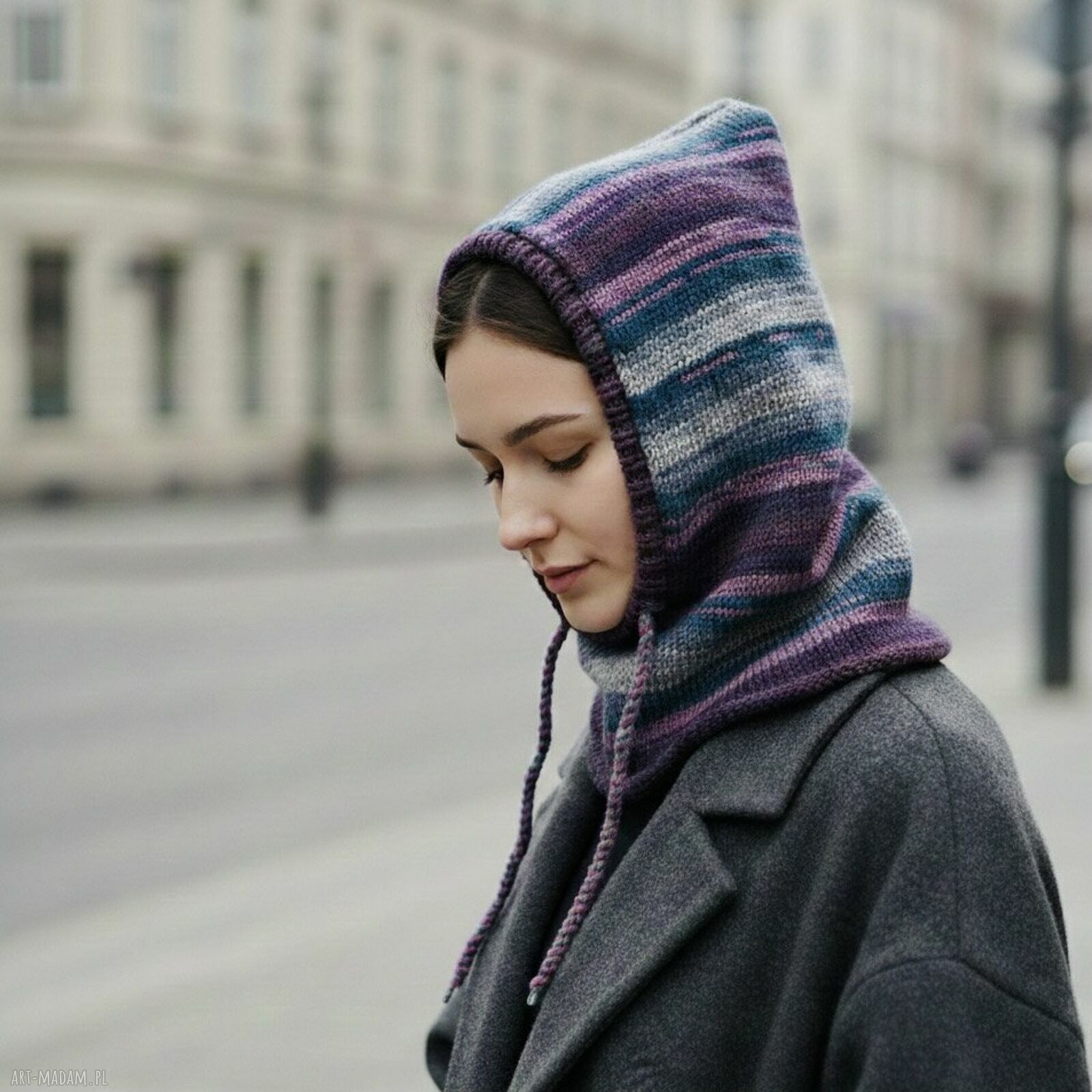 Ręcznie robiona balaclava oversize - kaptur zamiast czapki kominiarka