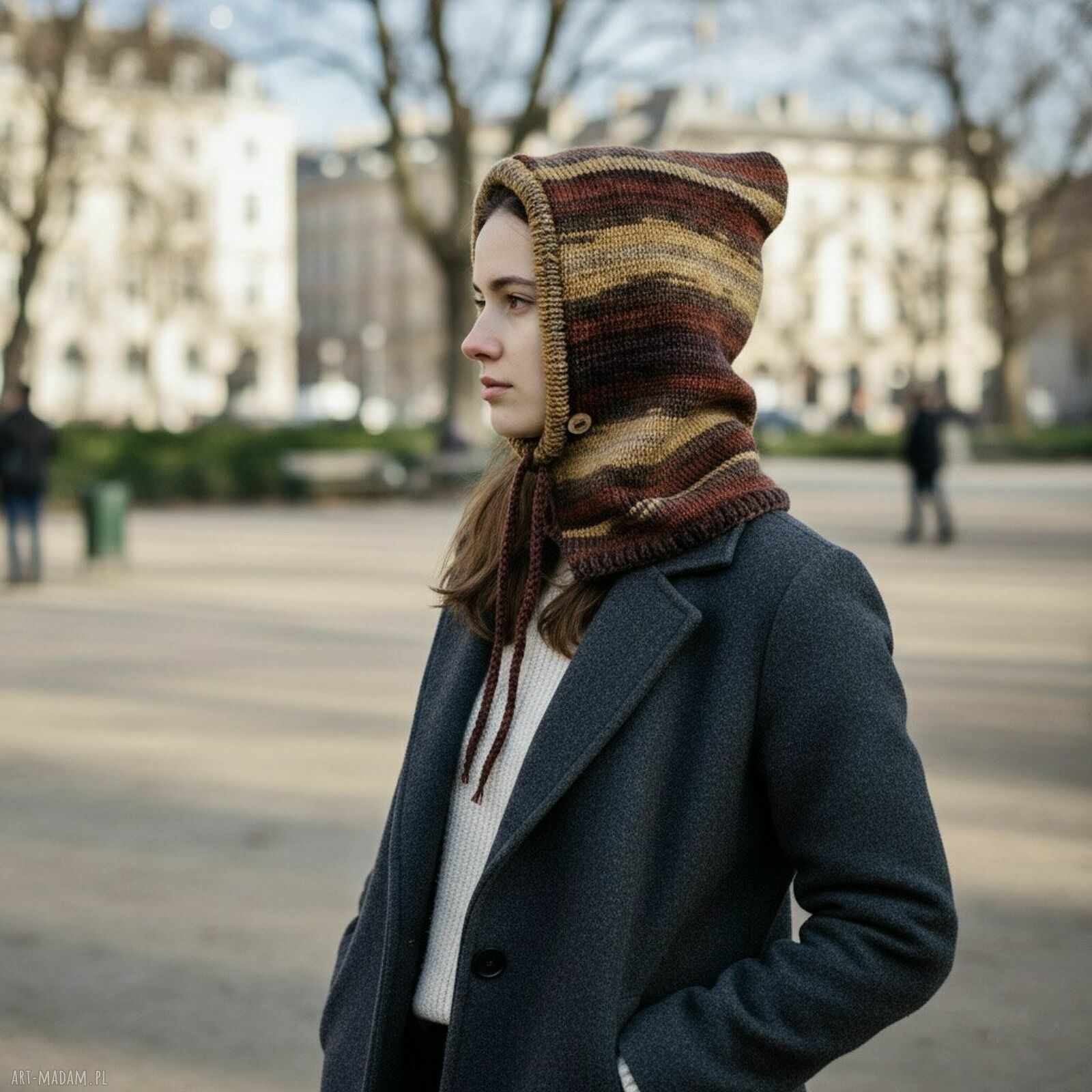 Balaclava oversize - kominiarka z kapturem, ręcznie robiona
