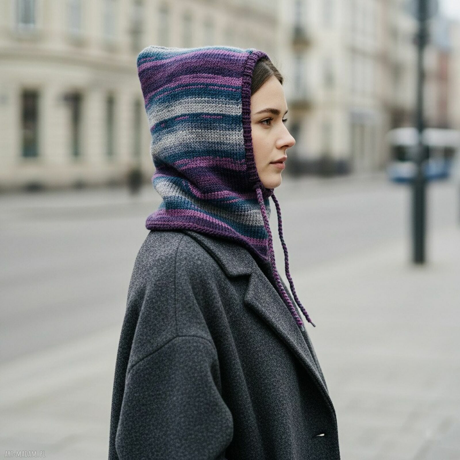 Ręcznie robiona balaclava oversize - kaptur zamiast czapki (kominiarka)