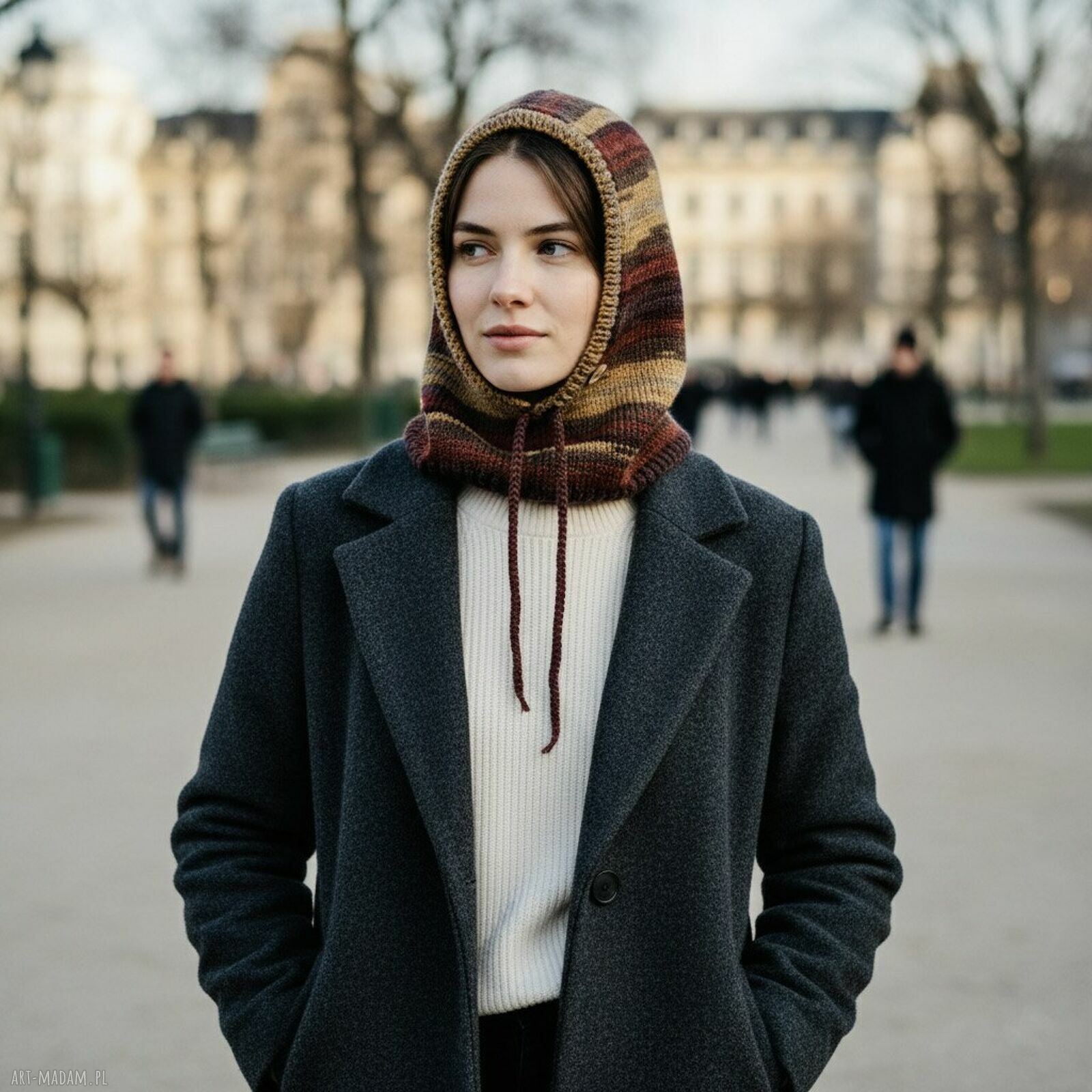 Balaclava oversize - kominiarka z kapturem, ręcznie robiona