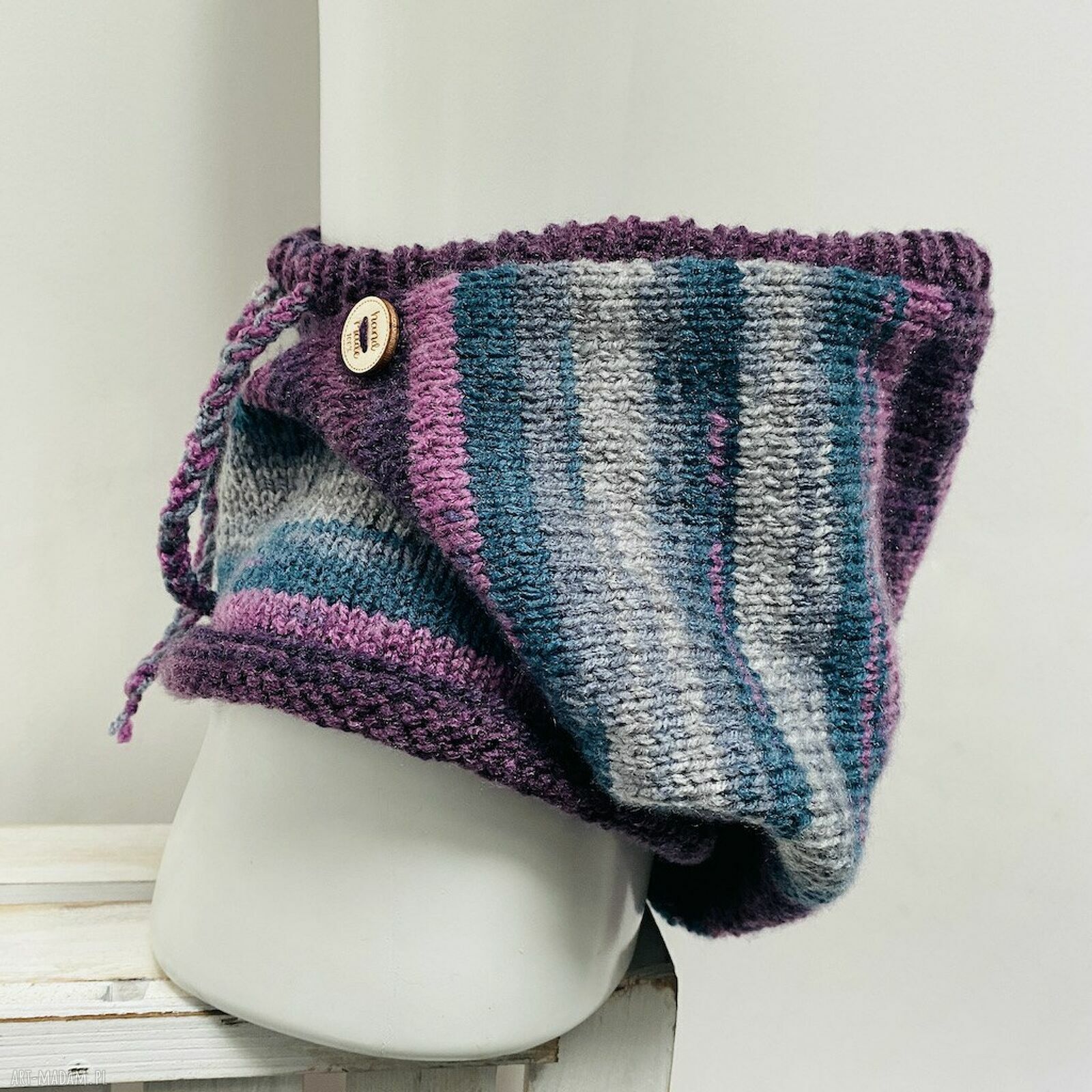 Ręcznie robiona balaclava oversize - kaptur zamiast czapki (kominiarka)