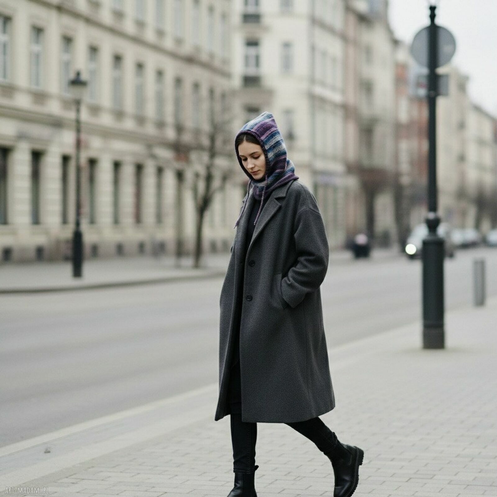 Ręcznie robiona balaclava oversize - kaptur zamiast czapki (kominiarka)