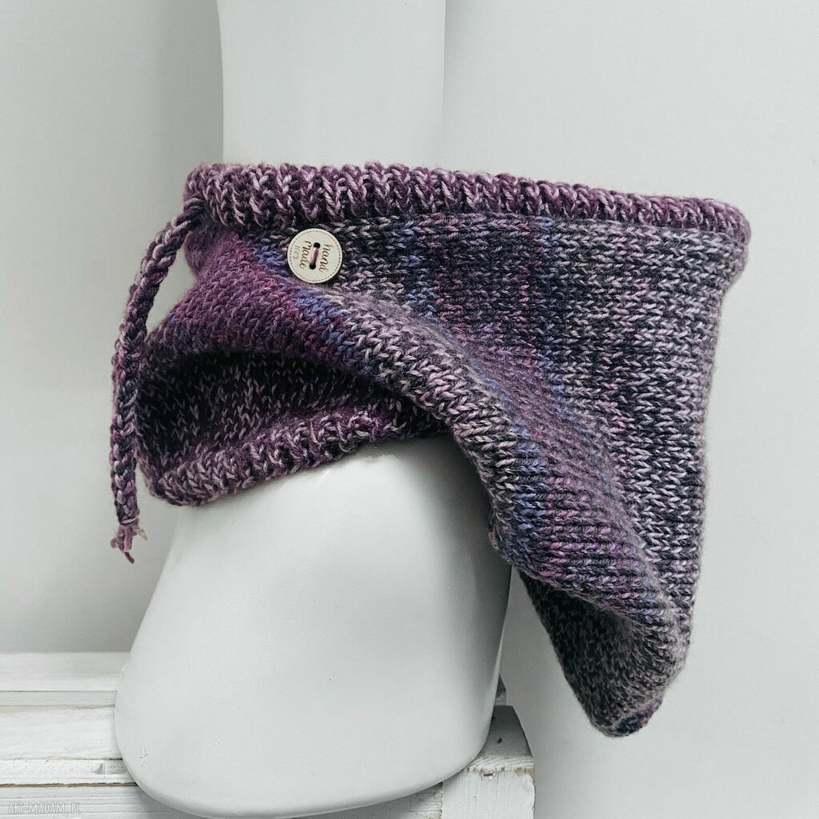 Balaclava oversize - kominiarka kaptur z wełną merino (kapturokomin)
