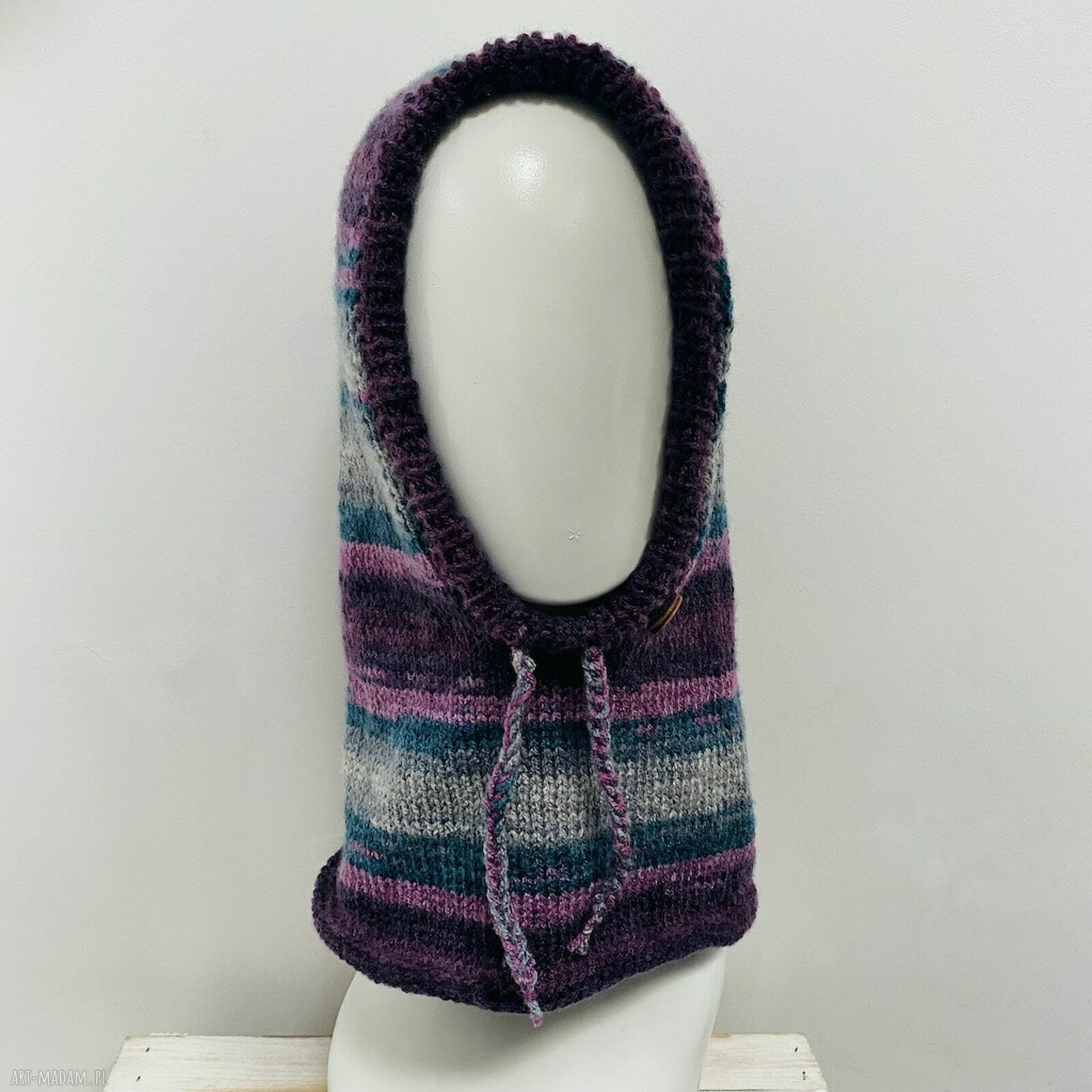 Ręcznie robiona balaclava oversize - kaptur zamiast czapki (kominiarka)