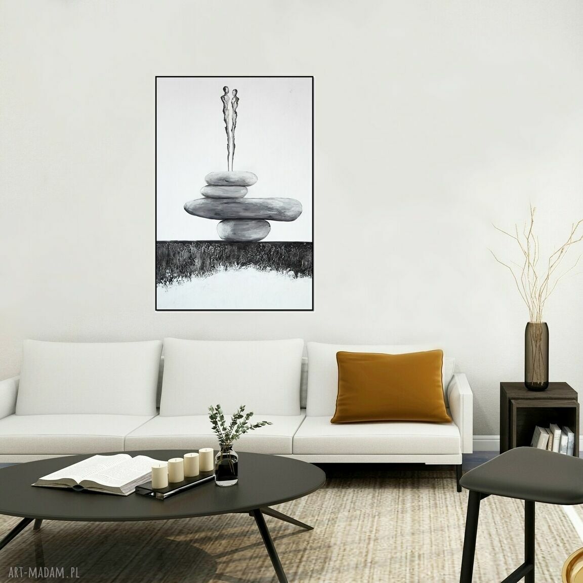 Minimalistyczna abstrakcja zen Balancing act I na płótnie 70x100 cm