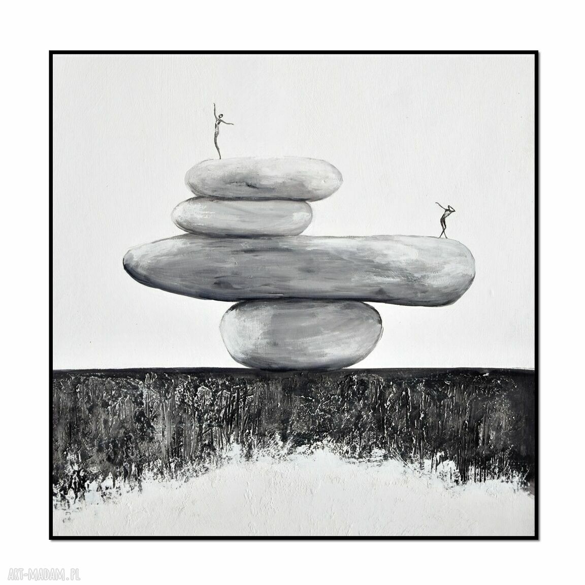 Balancing act II - minimalistyczna abstrakcja zen na płótnie 80x80