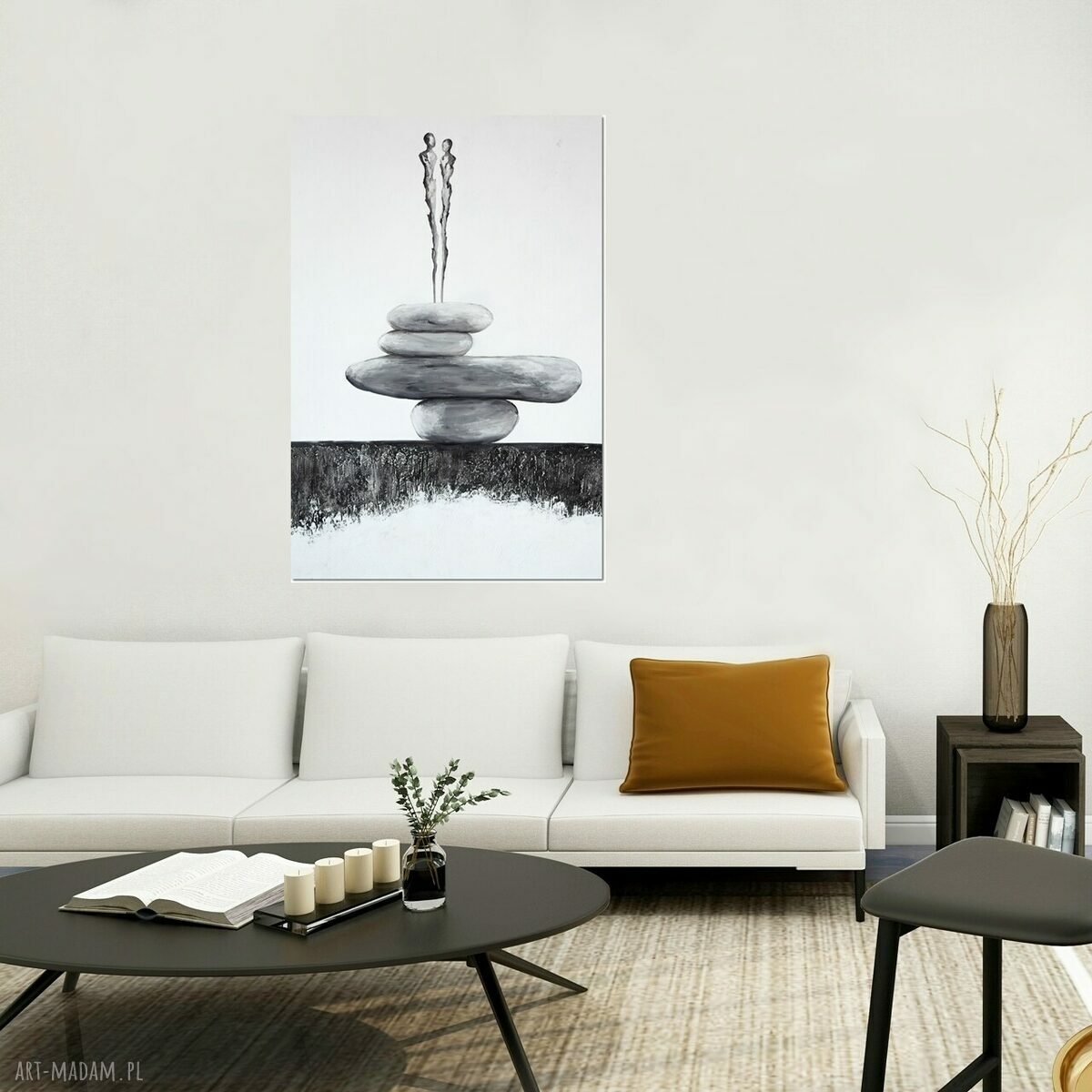 Minimalistyczna abstrakcja zen Balancing act I na płótnie 70x100 cm