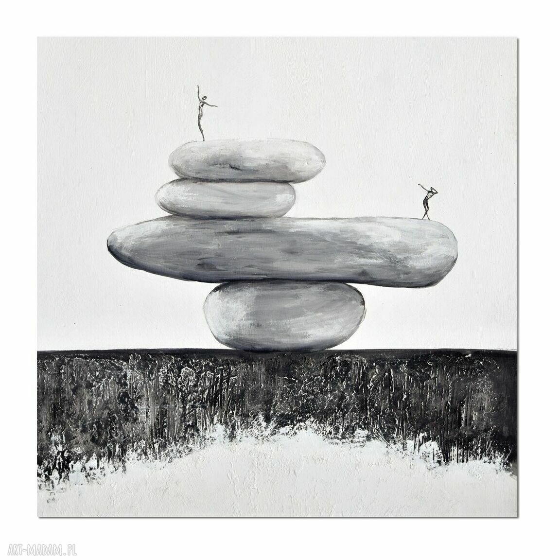 Balancing act II - minimalistyczna abstrakcja zen na płótnie 80x80