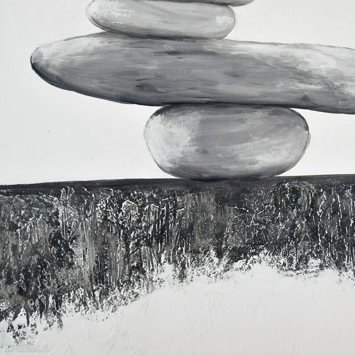 Balancing act II - minimalistyczna abstrakcja zen na płótnie 80x80