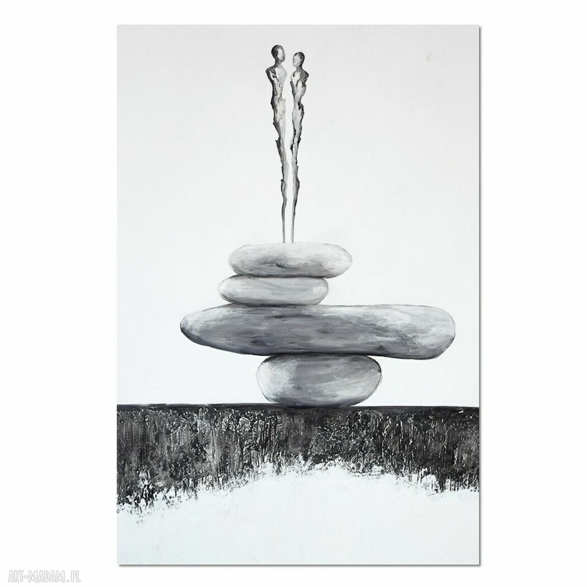 Minimalistyczna abstrakcja zen Balancing act I na płótnie 70x100 cm