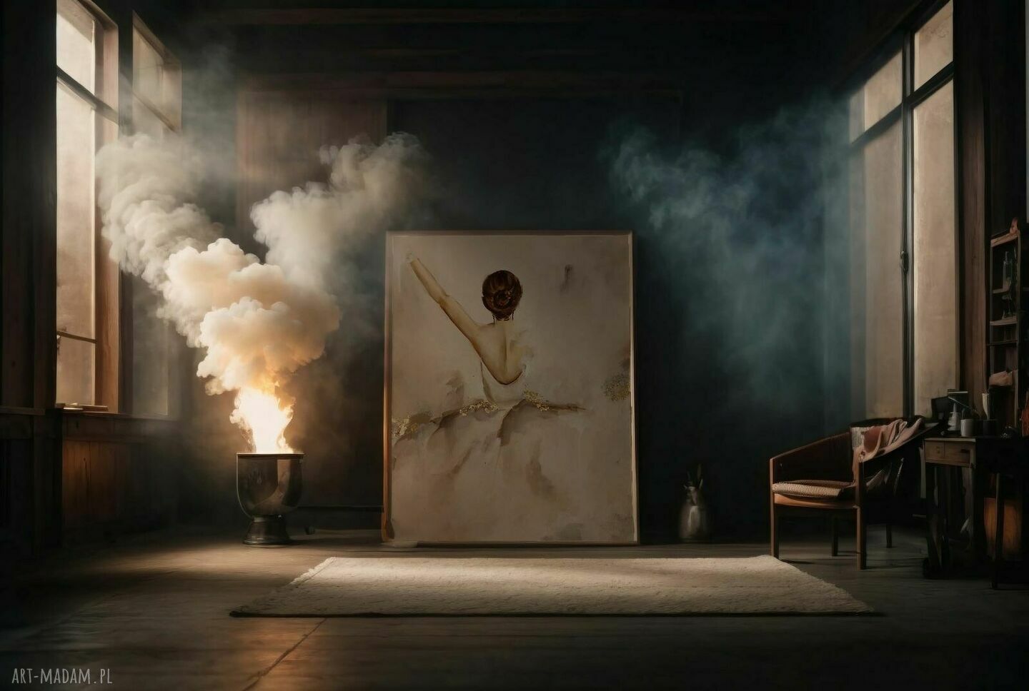 Balerina - ręcznie malowany obraz olejny 70x100 cm z subtelnym złoceniem