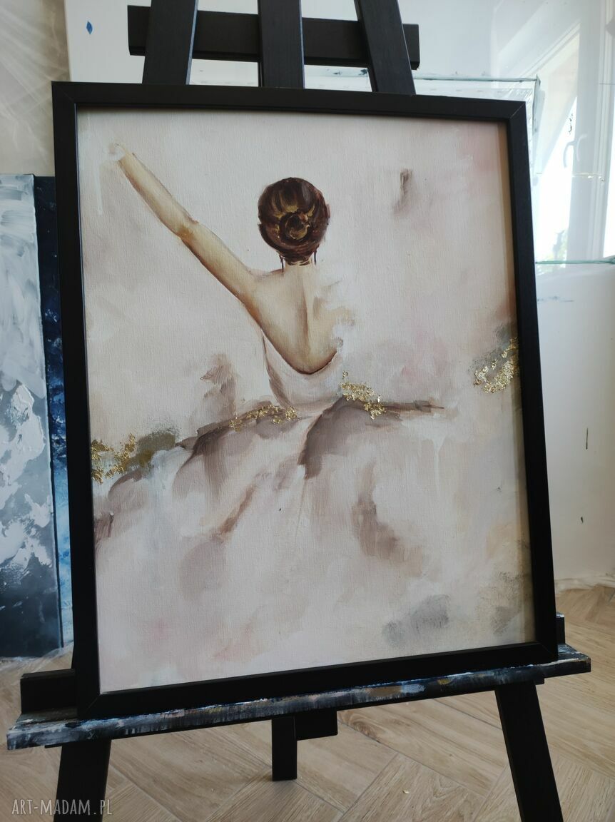 Balerina - ręcznie malowany obraz olejny 40x50 cm do pokoju dziewczynki