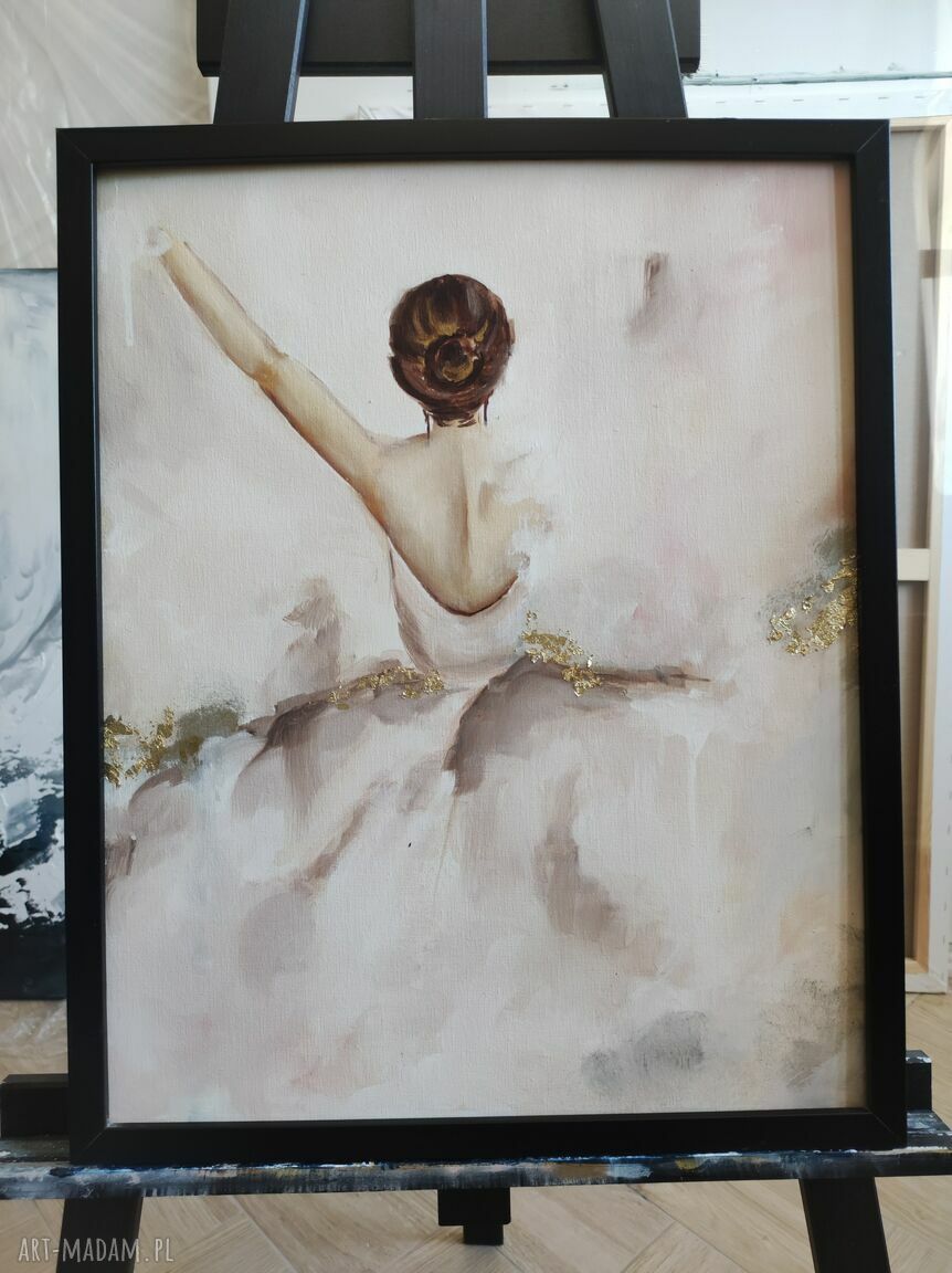Balerina - ręcznie malowany obraz olejny 40x50 cm do pokoju dziewczynki