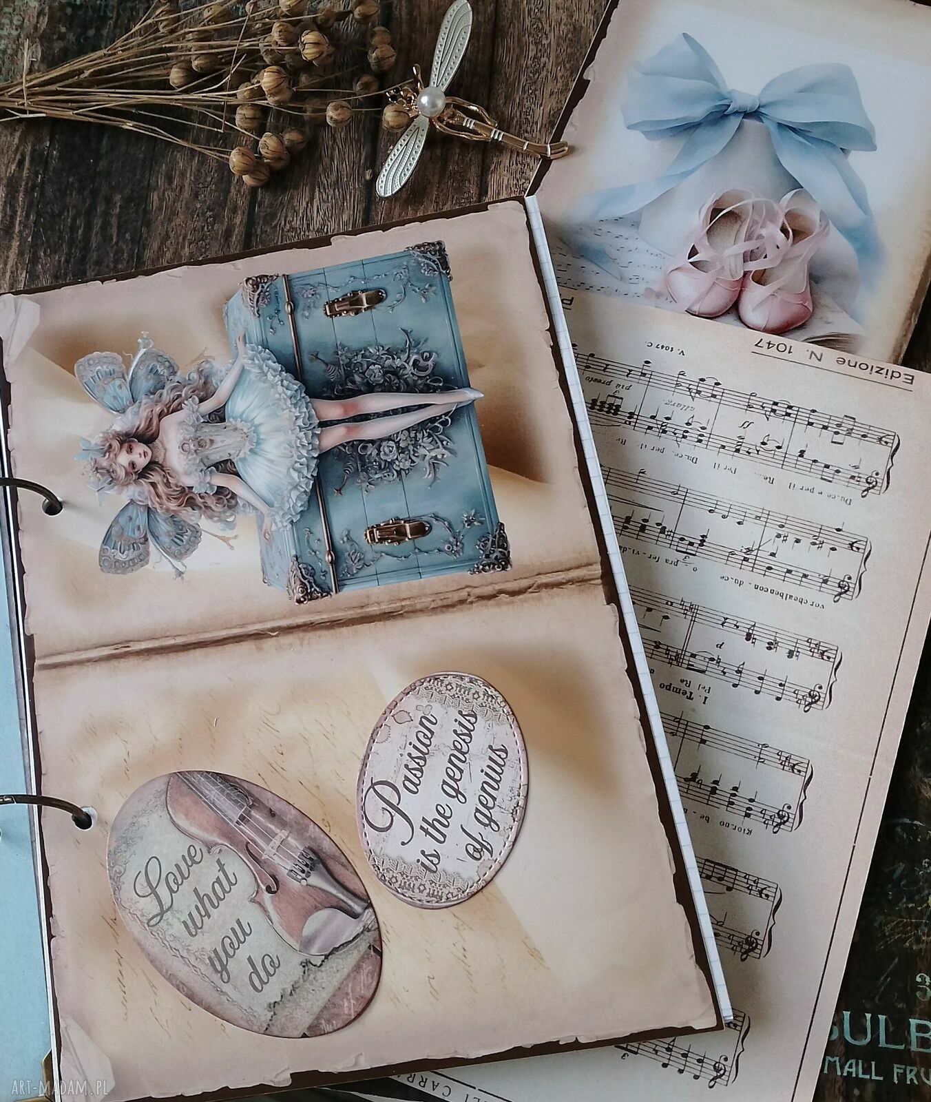 Balerina - romantyczny notes A5 w stylu vintage