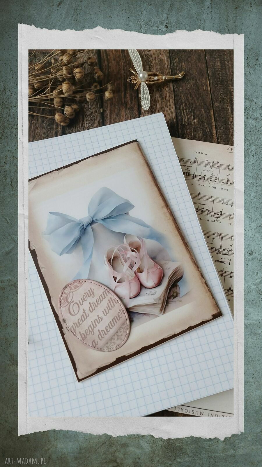 Balerina - romantyczny notes A5 w stylu vintage