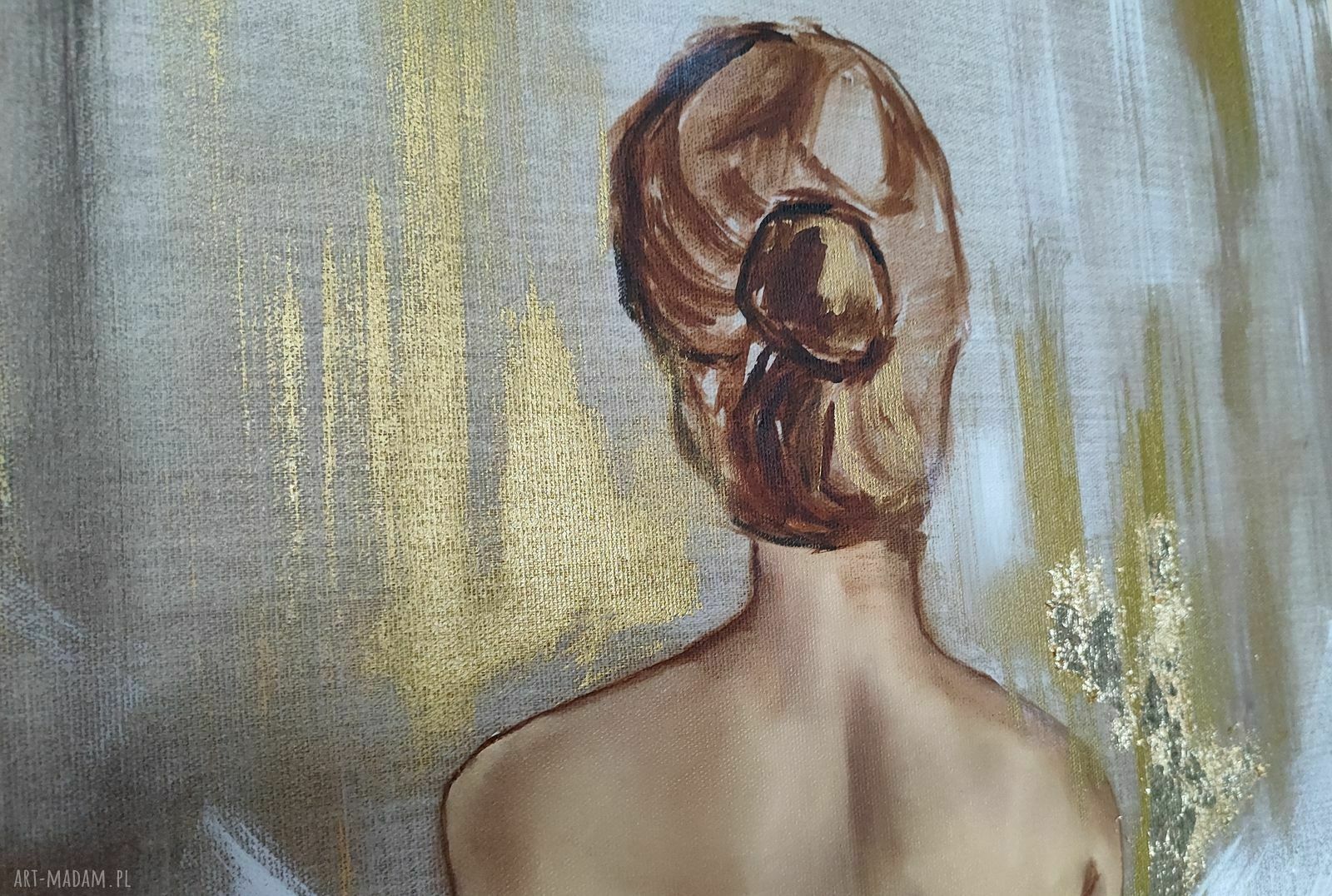 Baletnica na lnianym płótnie - ręcznie malowany obraz olejny 70x100 cm