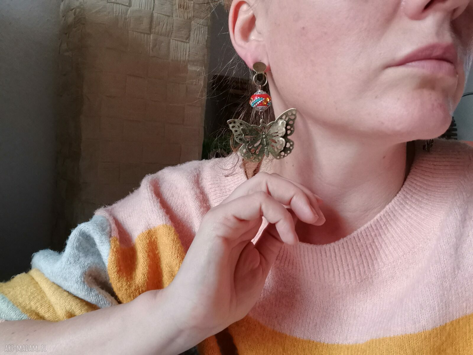 Klipsy Bali Orient - motyl i lekkie chwosty boho na klipsach