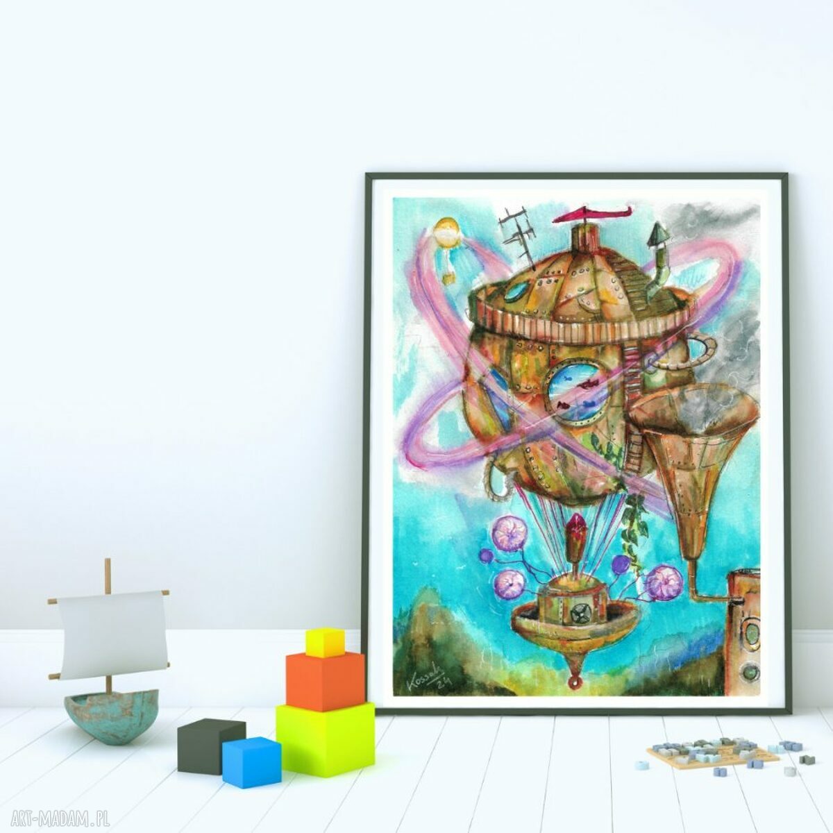 Plakat A4 Balon J. Verne'a - Cykl Sny do pokoju dziecka