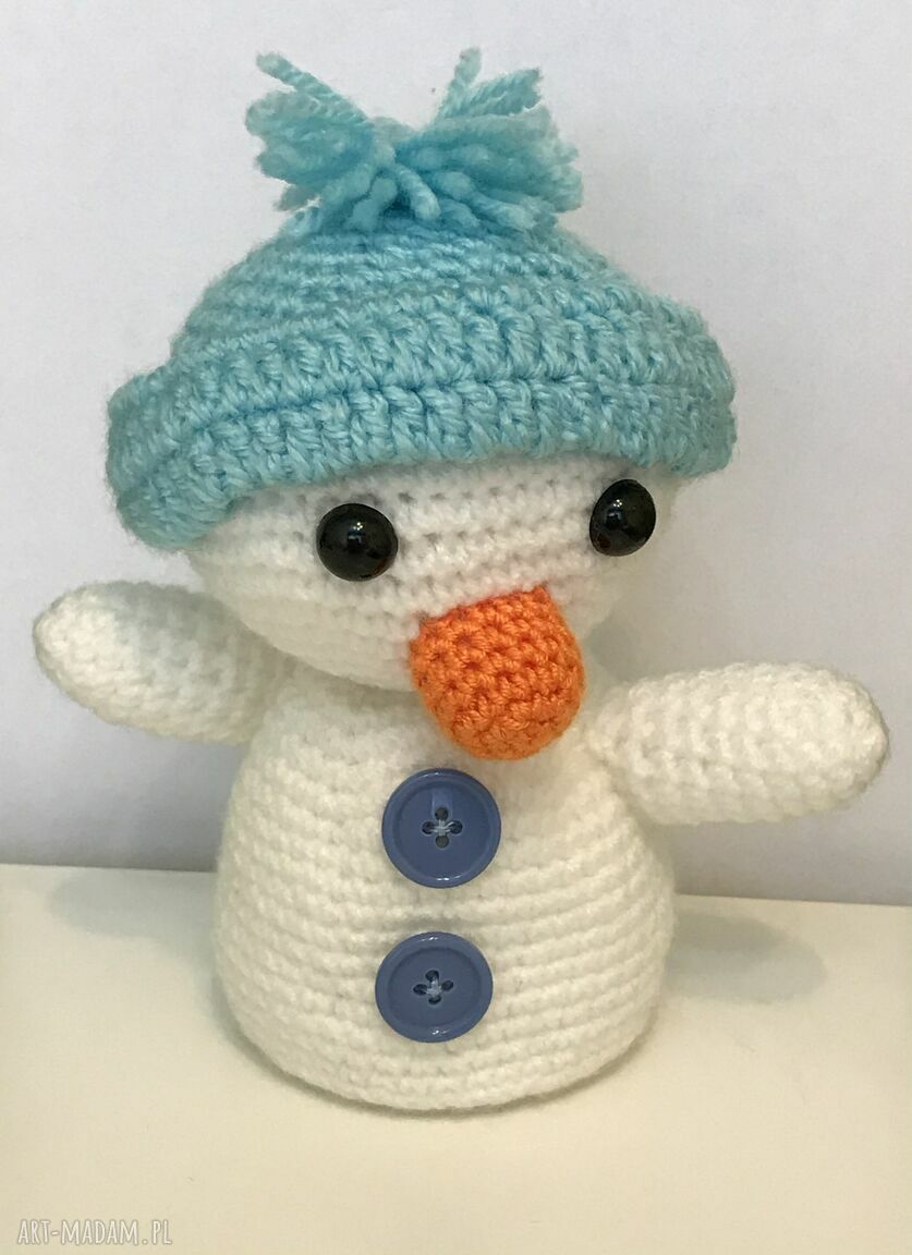 Bałwanek - ręcznie szydełkowana przytulanka dla dziecka (ok. 20 cm)