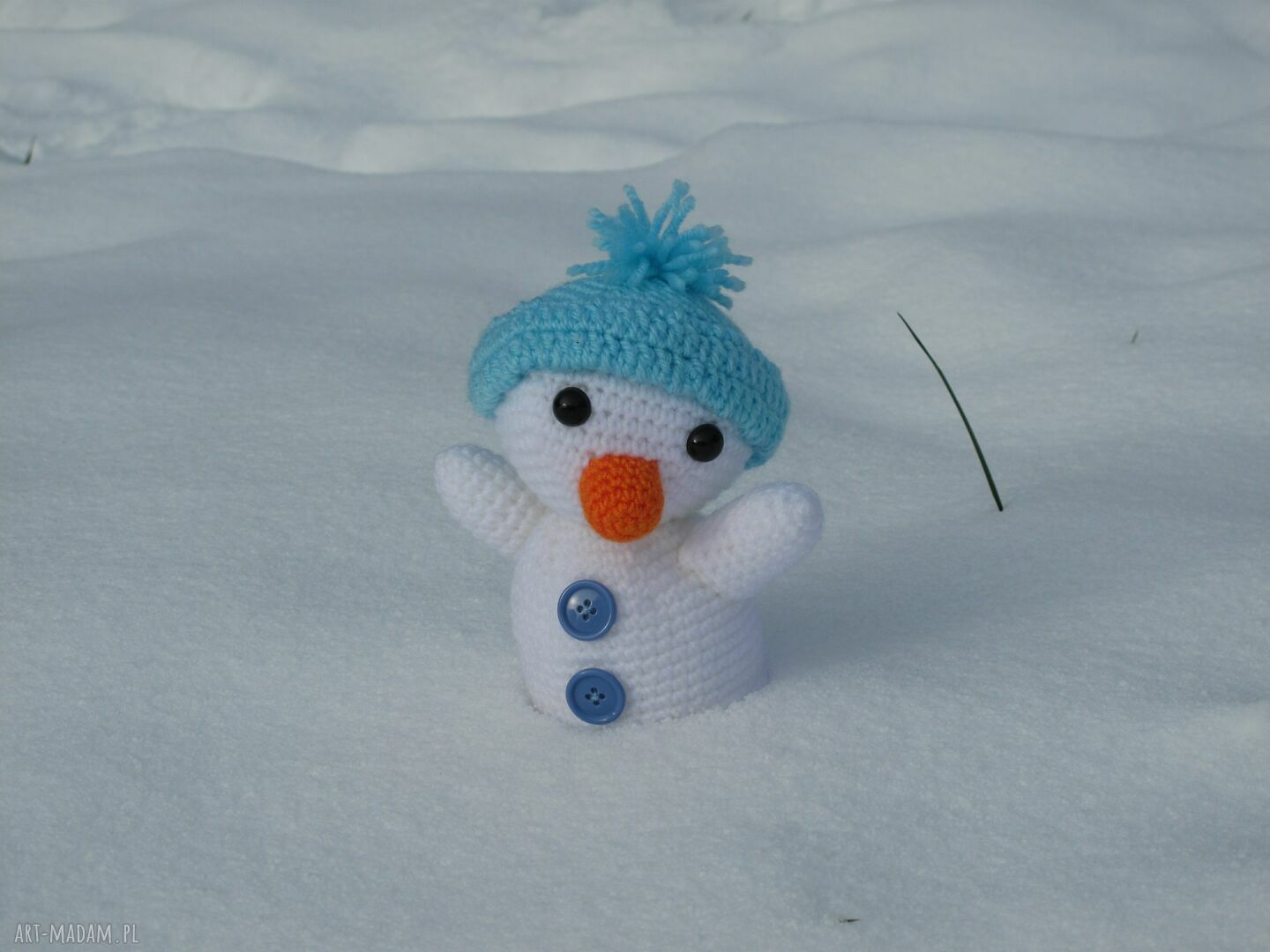 Bałwanek - ręcznie szydełkowana przytulanka dla dziecka (ok. 20 cm)
