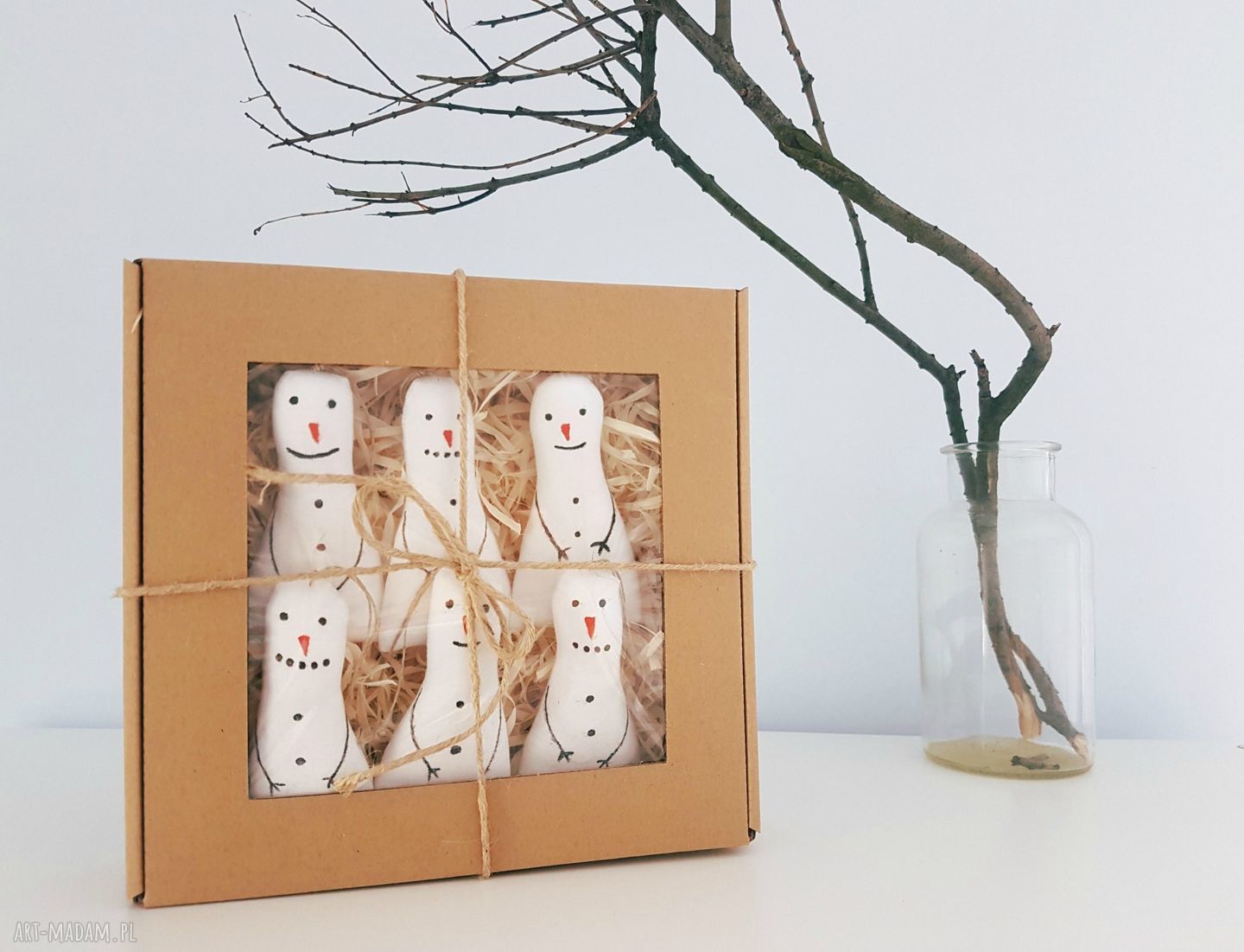święta upominki: bałwanki bombki choinkowe zestaw hand made