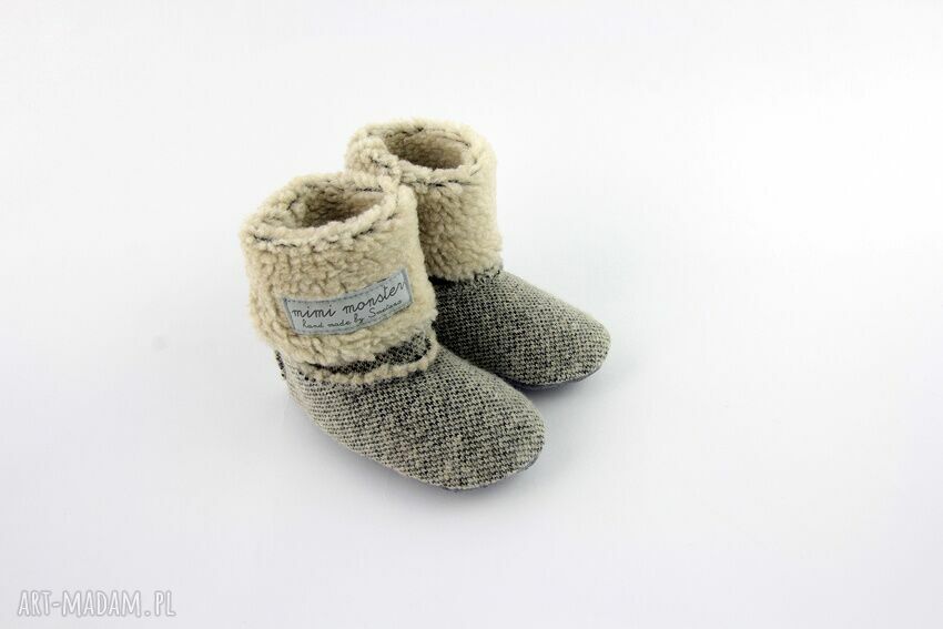 Bambosze / hand made / gruba wełna z misiem